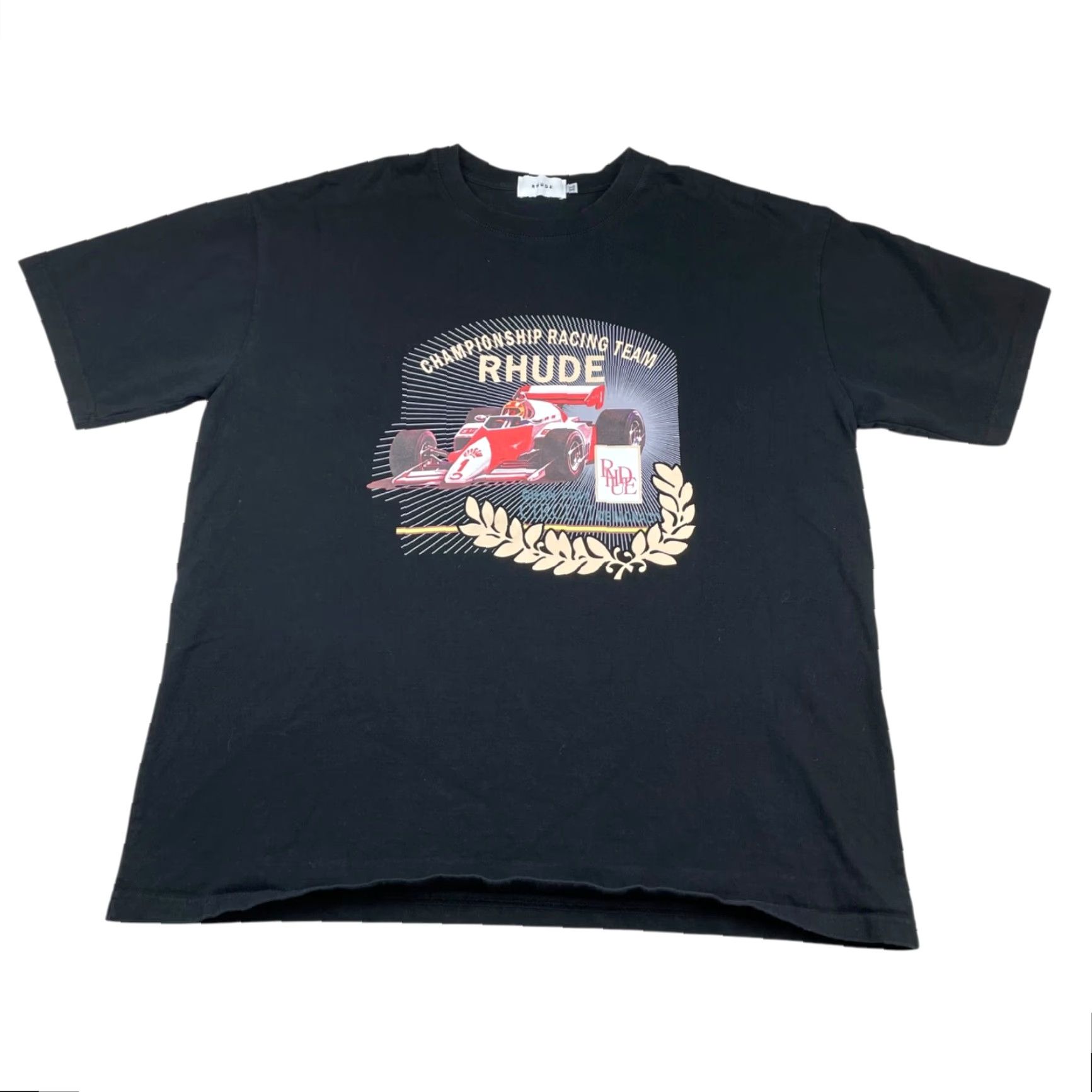Rhude RHUDE Racing Team Grand Prix Monaco T-Shirt Black Adult XL Cotton ...