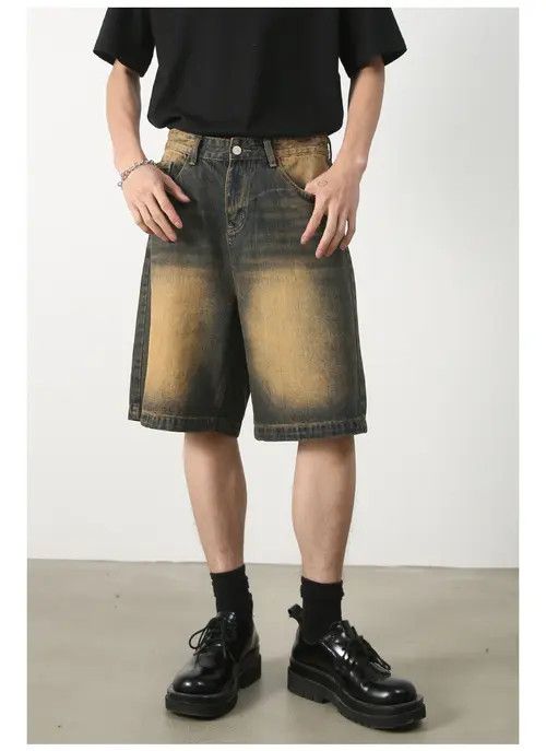 Japanese Brand × Jean Men's trendy distressed loose casual denim shorts Size US 32 / EU 48 - 1 Thumbnail