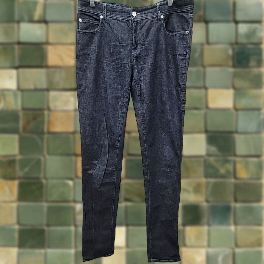 Armani Armani Collezioni Jeans Mens 31 Dark Blue Stretch Denim 5-Pocket Zip Inseam 36 Classic Regular Mens Size US 31 - 1 Thumbnail