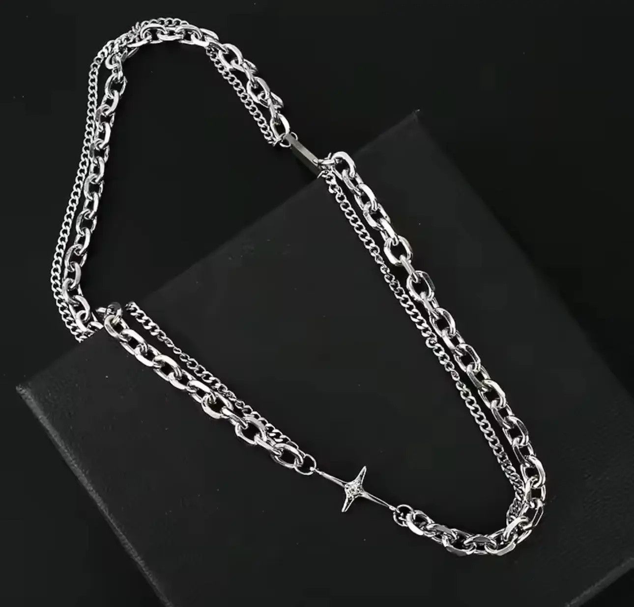 Jewelry Chrome Silver Cross Goth God Pendant Necklace Size ONE SIZE - 2 Thumbnail