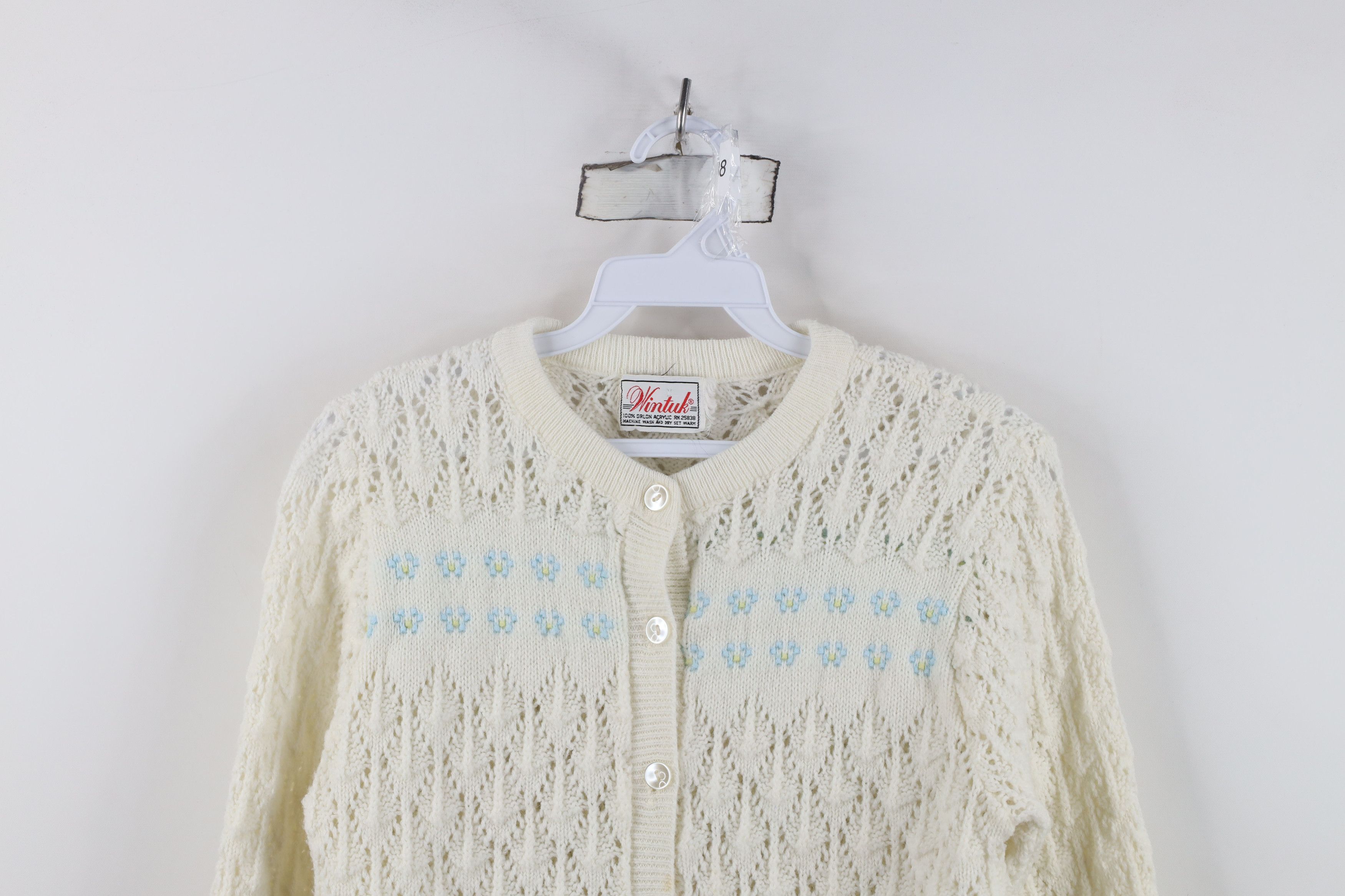 Vintage Vintage 60s 70s Streetwear Crochet Knit Cardigan Sweater Size S / US 4 / IT 40 - 2 Thumbnail