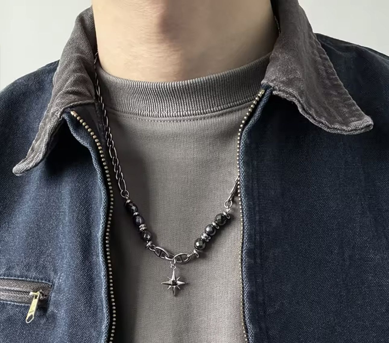 Jewelry Titanium Steel Obsidian Star Necklace Size ONE SIZE - 1 Thumbnail
