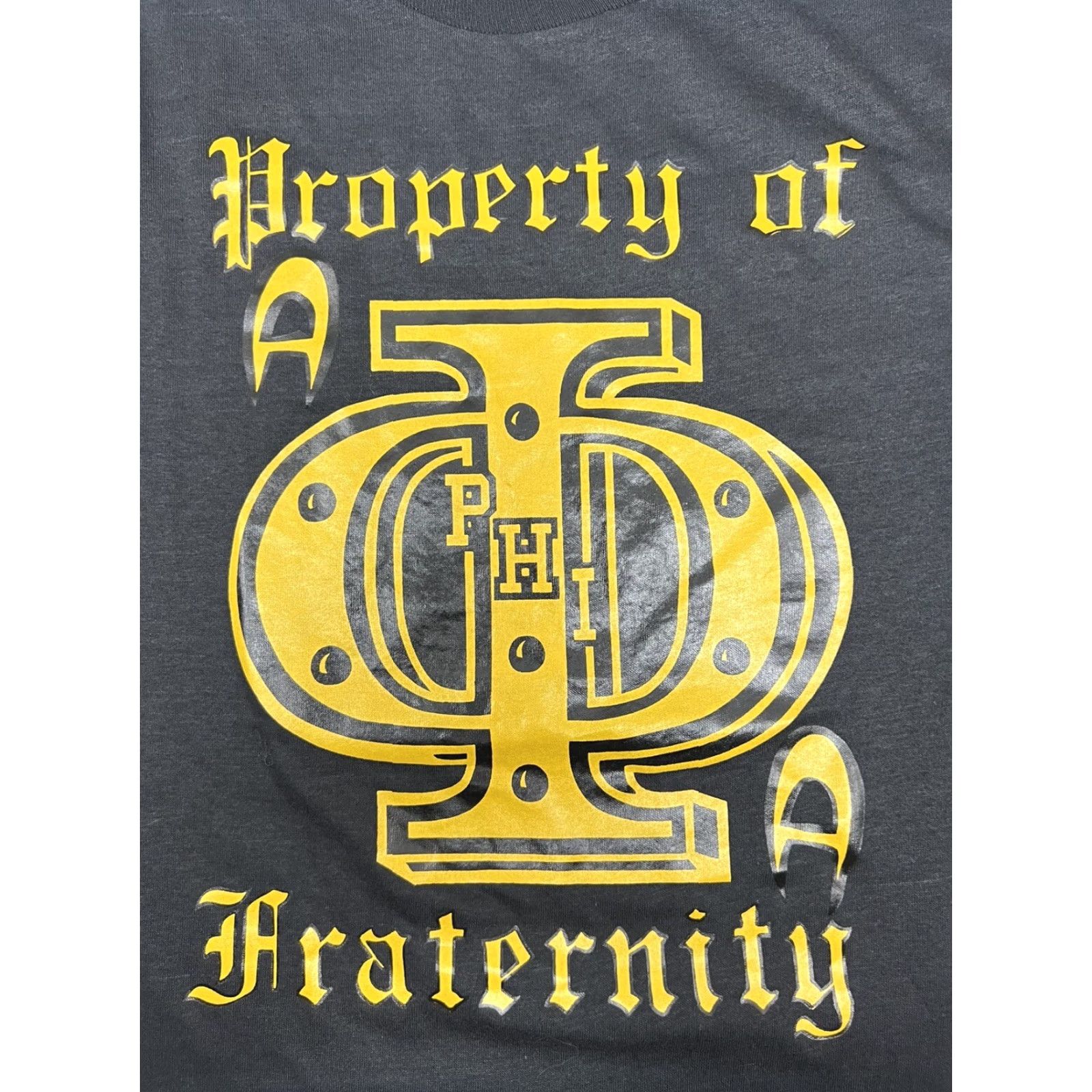 VINTAGE Screen Stars Phi Fraternity T-Shirt - Shirt - Men - Adult Medium - Black - 1980s - Single Stitch - Graphic Tee