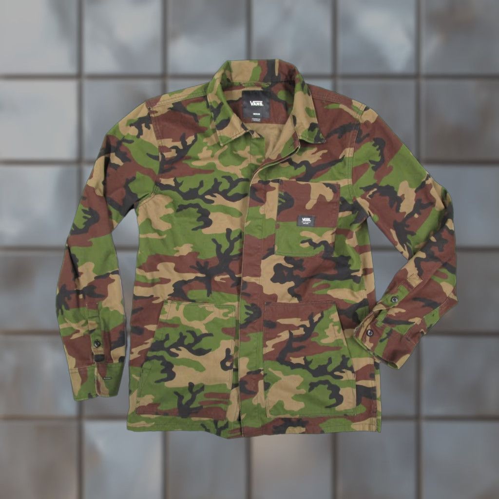 Vans Vans Jacket Mens Medium Green Camo Shirt Chore Coat Classic Fit Button Front Size US M / EU 48-50 / 2 - 1 Thumbnail