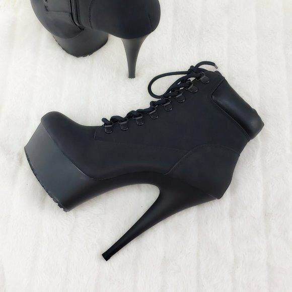 Other Delight 600tl Black Nubuck Work Style 6" High Heel Ankle Boo Size US 7 / IT 37 - 2 Thumbnail