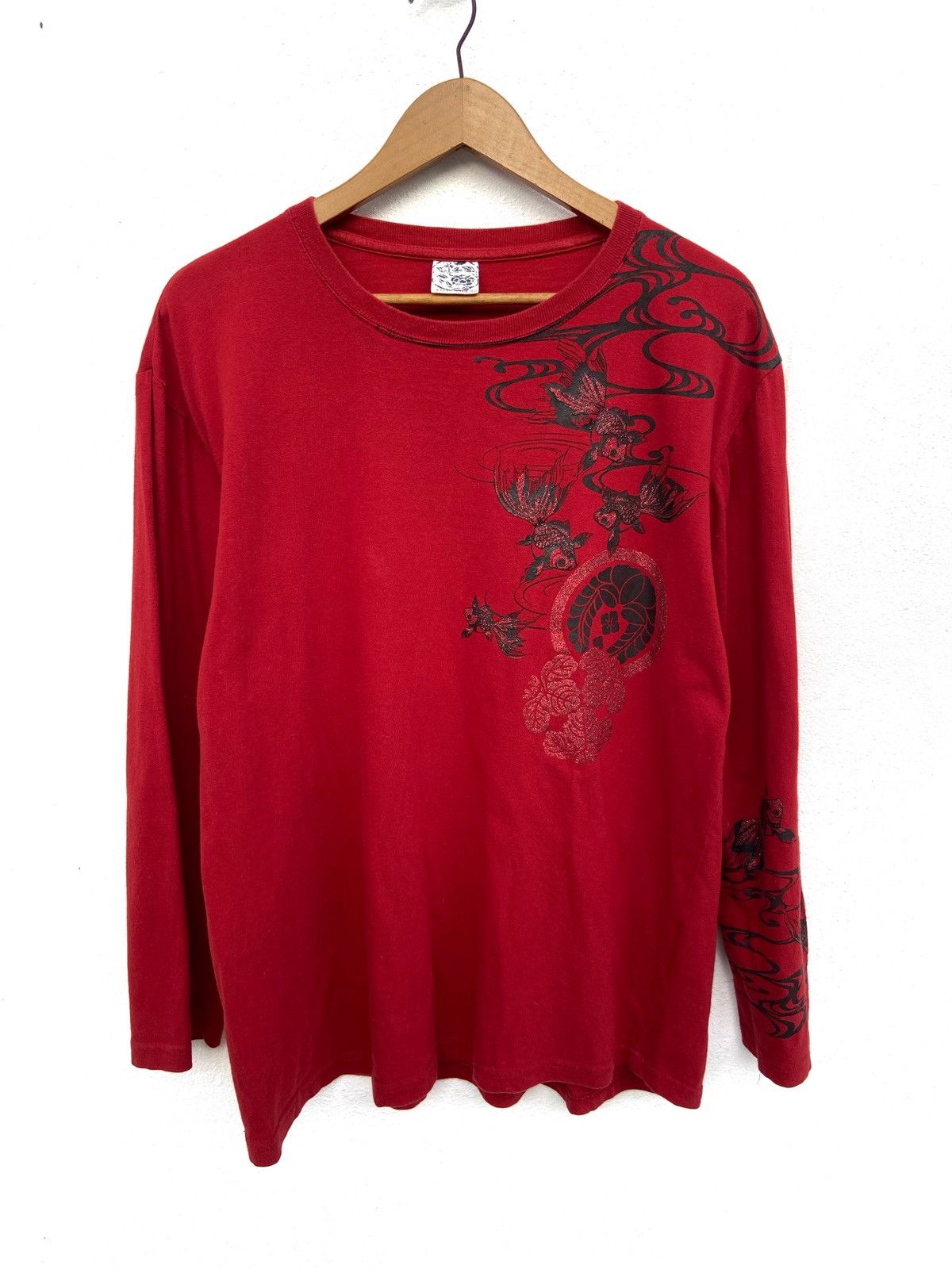 If Six Was Nine 🔥 Vintage Sukajan t shirt long sleeve Fish Koi motive beast Size US L / EU 52-54 / 3 - 2 Thumbnail