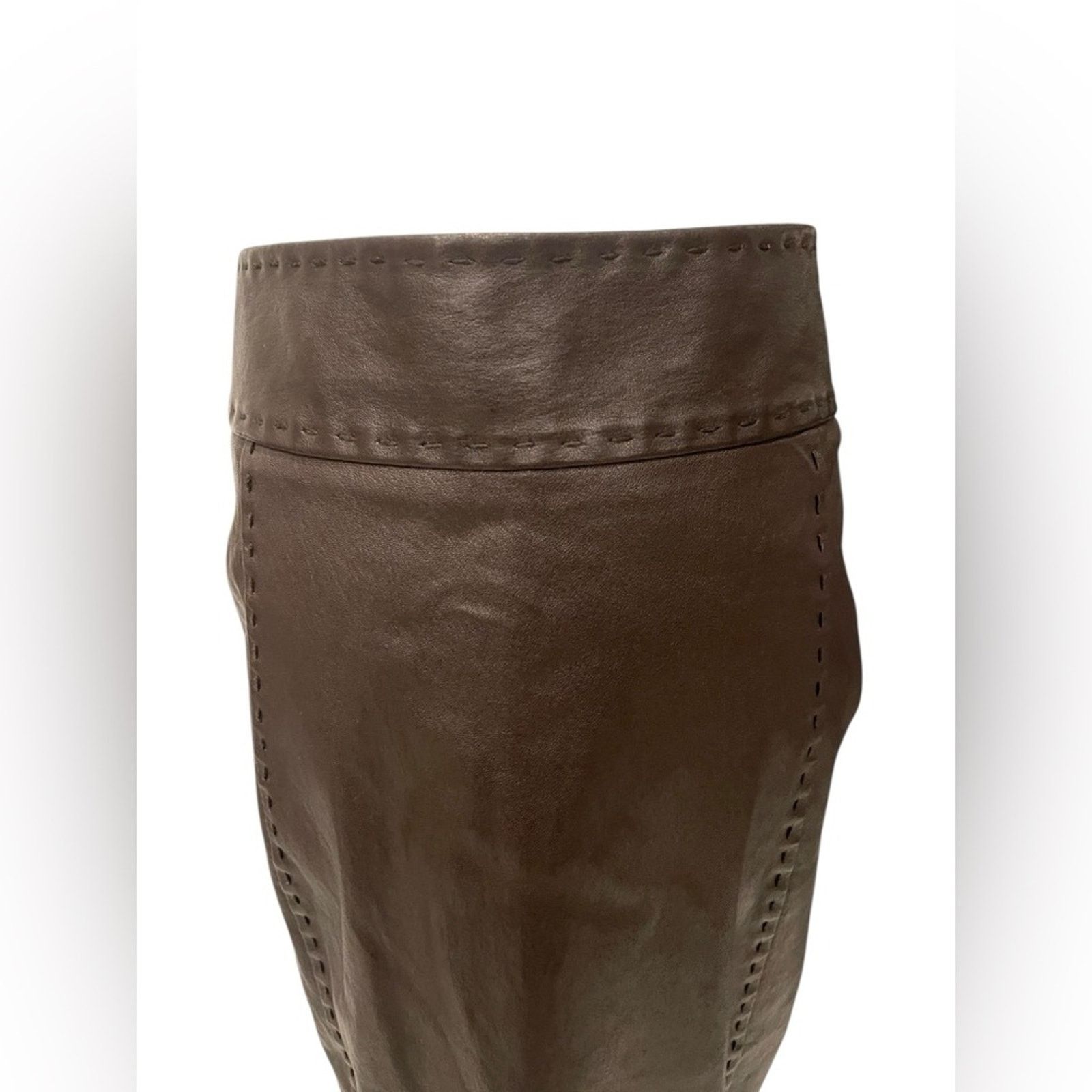 Kiton KITON Woman Dark Brown Faux Leather Skirt Size:46 Size 32" / US 10 / IT 46 - 4 Thumbnail