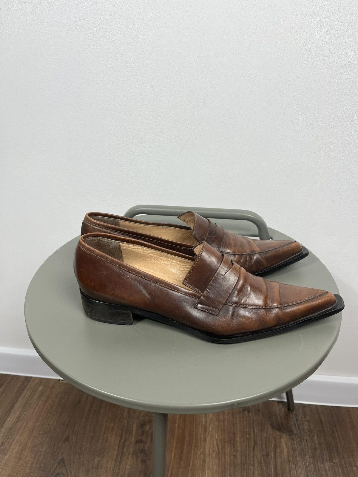 Other Womens Brown Leather Pointed Toe Loafers EU 39 Size US 8 / IT 38 - 3 Thumbnail
