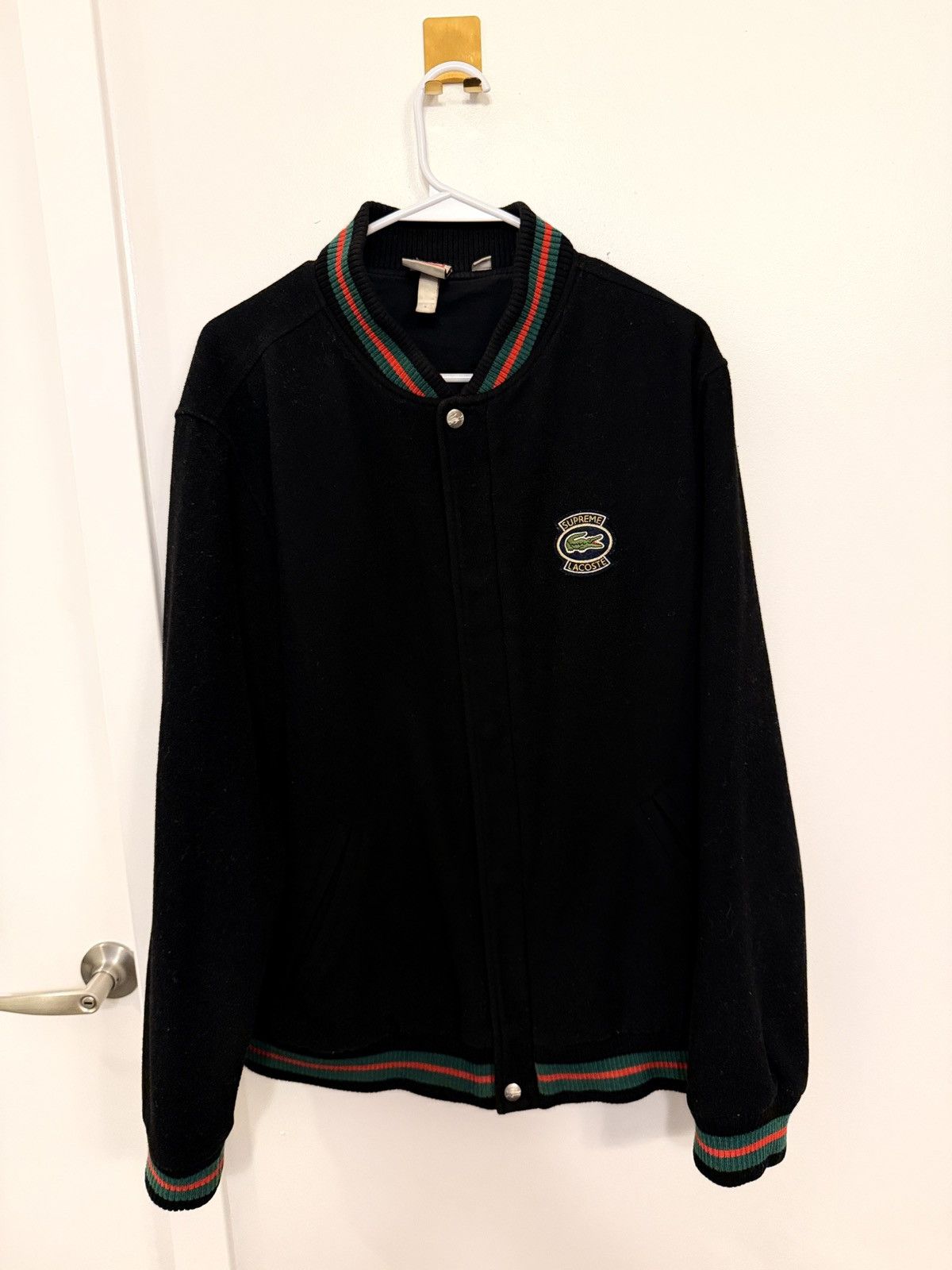 Supreme Supreme Lacoste Wool Varsity Jacket SS18J3 SS18 Size US L / EU 52-54 / 3 - 2 Thumbnail