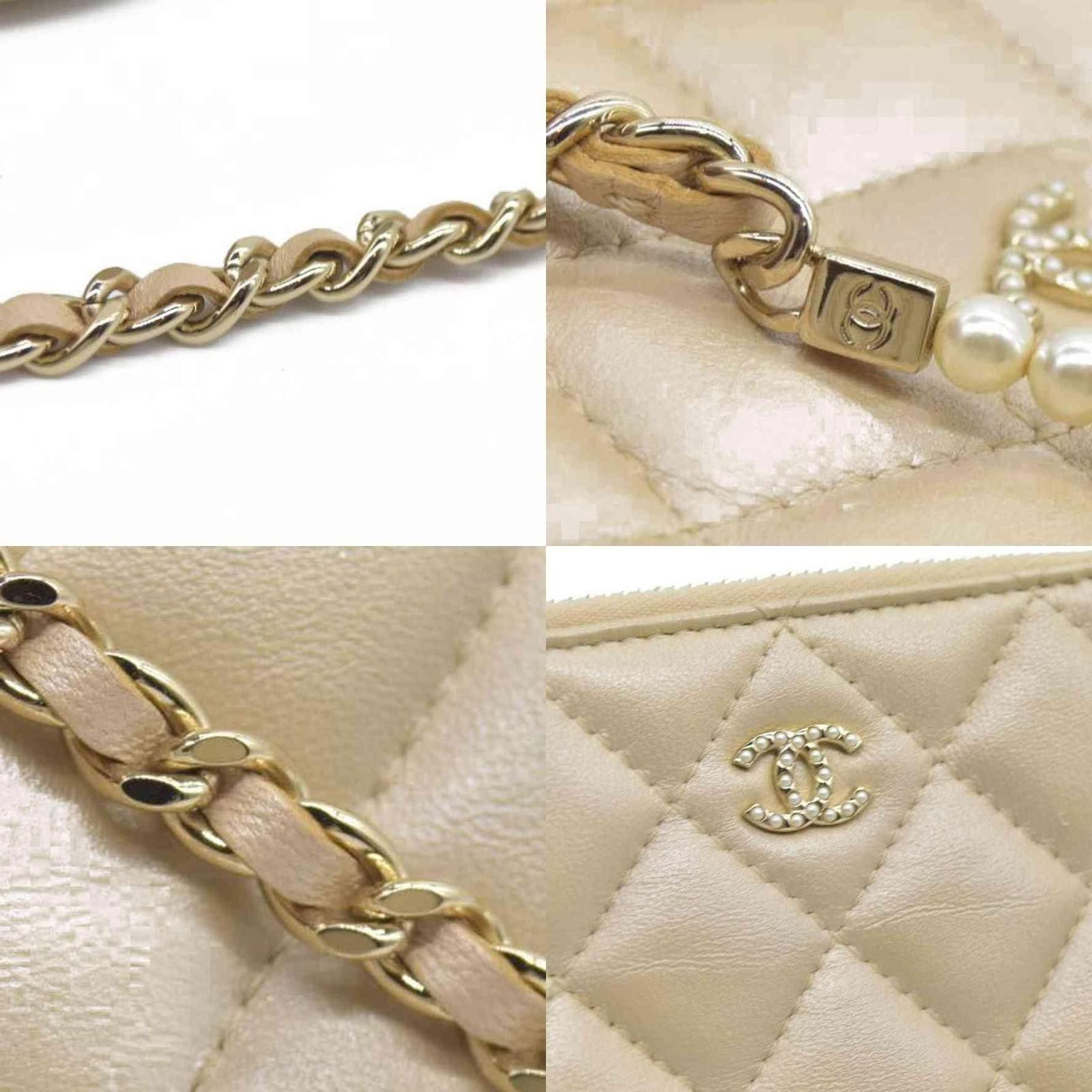 Chanel Chanel Canvas Small Rectangular Leather Chain Clutch Beige Size ONE SIZE - 5 Thumbnail