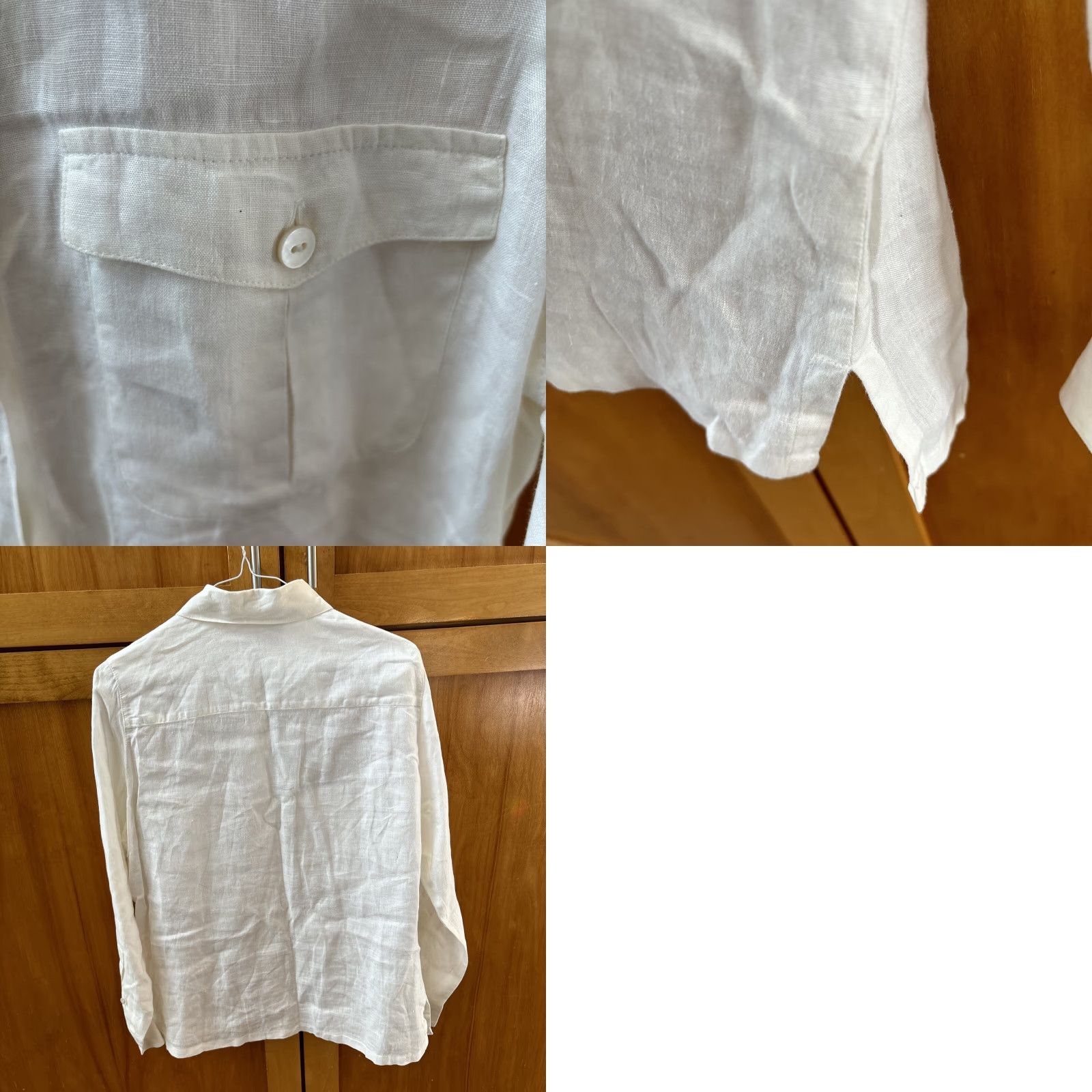 Max Mara Max Mara Button-Up Shirt Linen Long Sleeve Collared Pockets Ivory 12 Women Size XL / US 12-14 / IT 48-50 - 8 Thumbnail