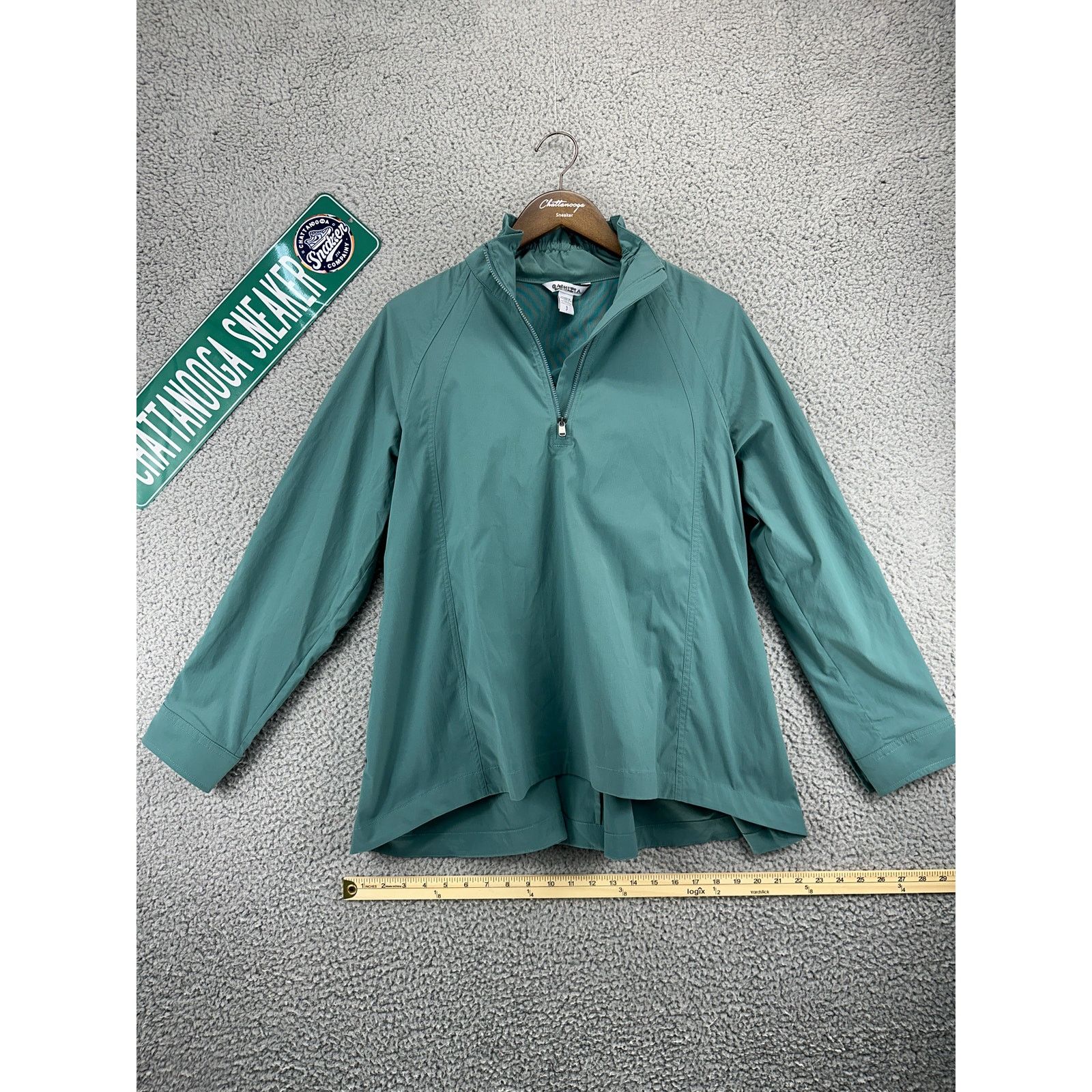 Athleta Rain Pullover Jacket Womens S Teal Poplin Top Small