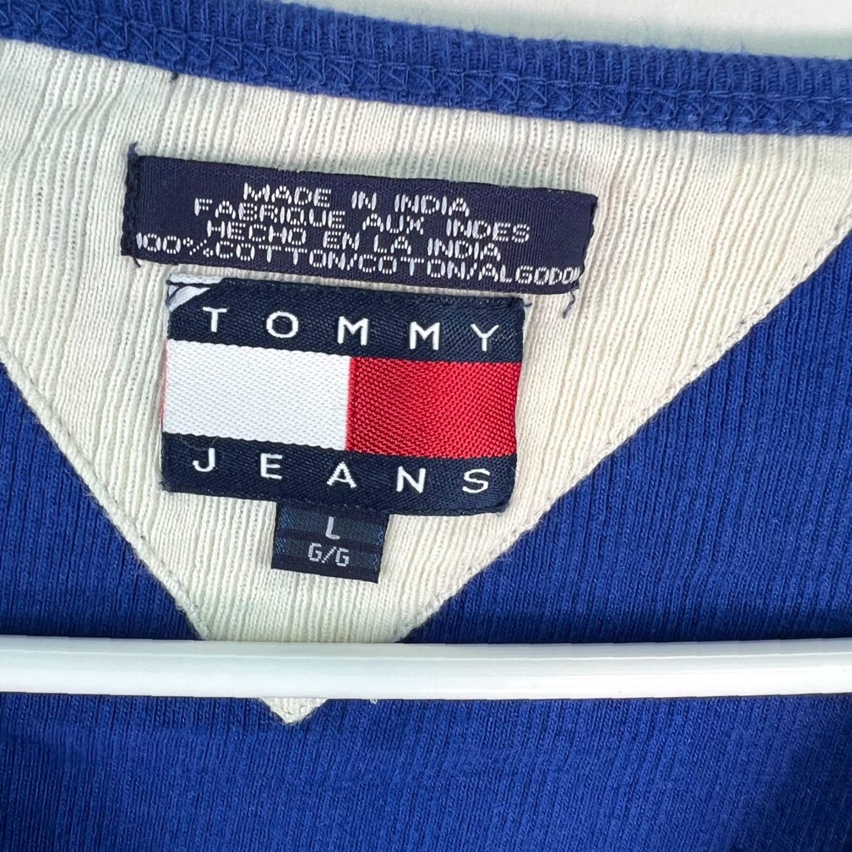 Tommy Hilfiger VINTAGE Tommy Jeans Mens Long Sleeve Knit Blue Athletic Pullover Sweater Size L Size US L / EU 52-54 / 3 - 3 Thumbnail
