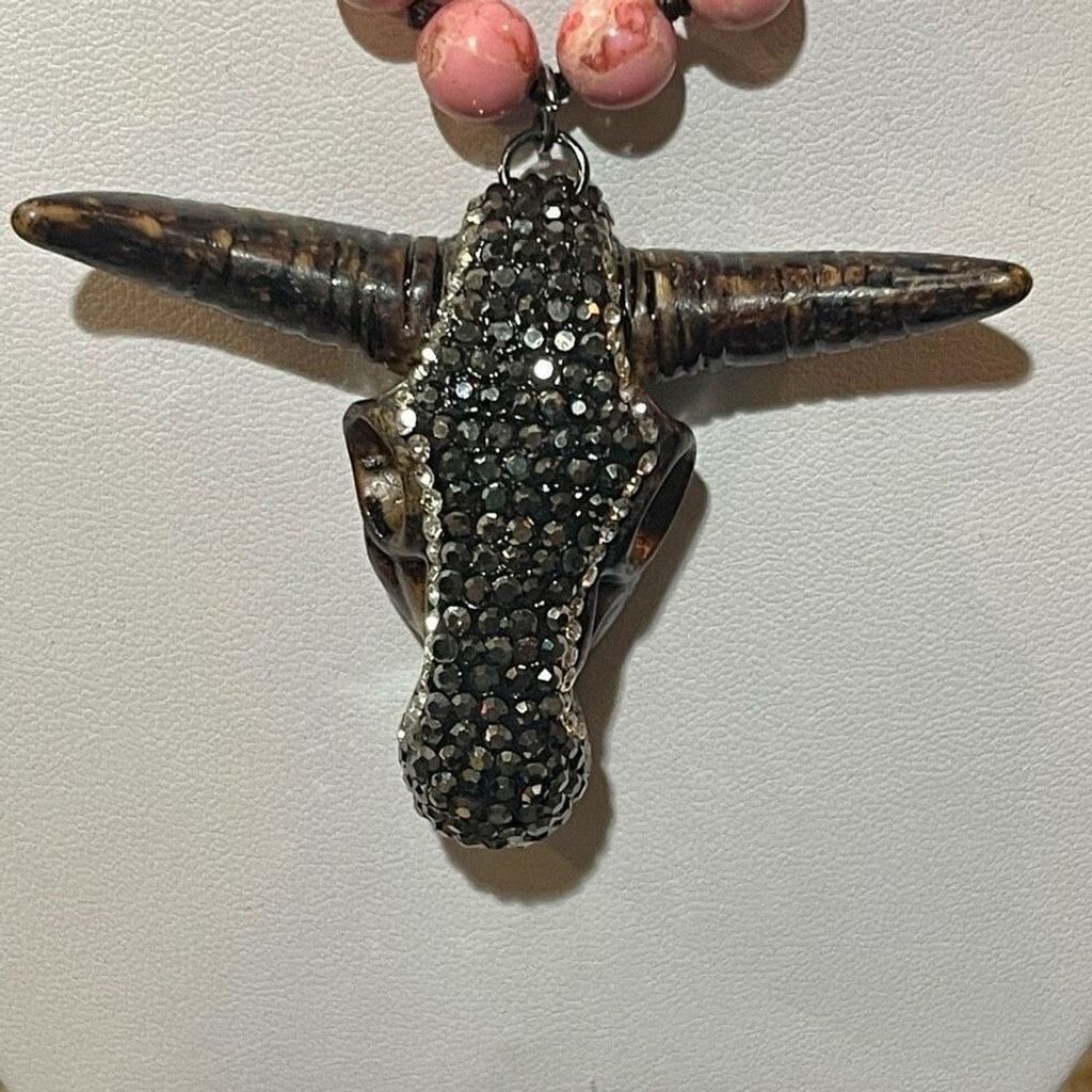 Other Brand New Womens Western Cow Skull Long Knotted Necklace Size ONE SIZE - 4 Thumbnail