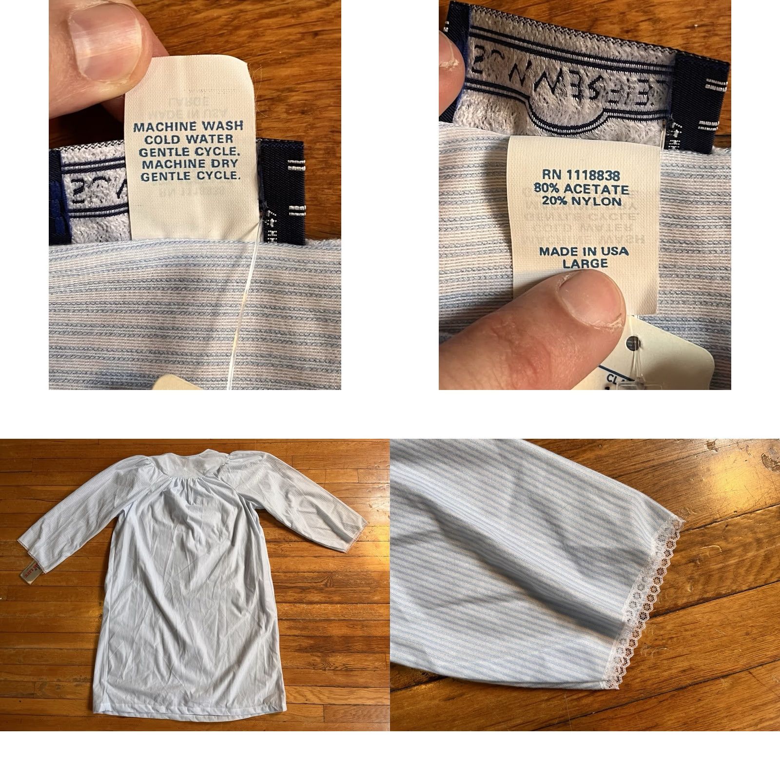Vintage VINTAGE Summerfield Flannel Nightgown Women's L Blue Striped Floral 1980s Secretary/Geek 44” Chest 39" SH G Womens Size ONE SIZE - 8 Thumbnail