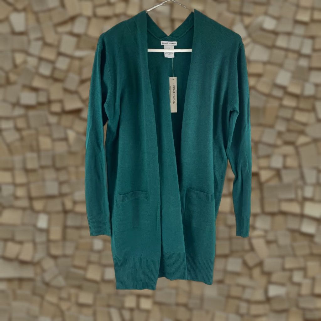 Altea Sweet Romeo Sweater Cardigan Women's S Teal Long Sleeve Open w/ Pocket NWT Size S / US 4 / IT 40 - 1 Thumbnail