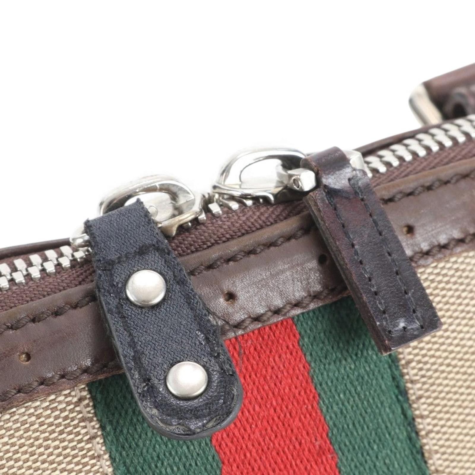 Gucci Gucci - Vintage Brown Leather Canvas Handbag Size ONE SIZE - 6 Thumbnail