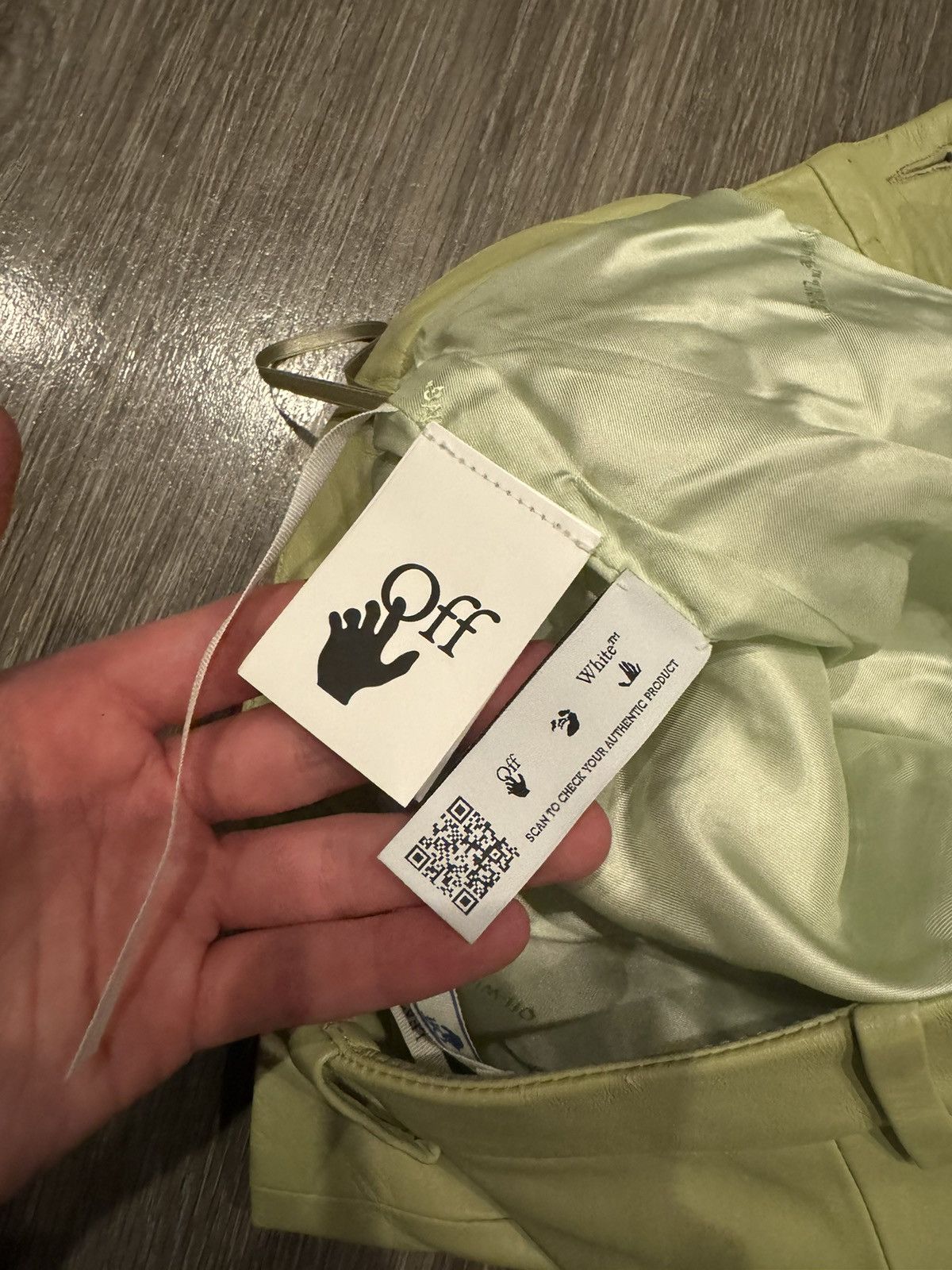 Off-White Off White 100% Leather Shorts Light Green 28-30 Size US 29 - 9 Thumbnail