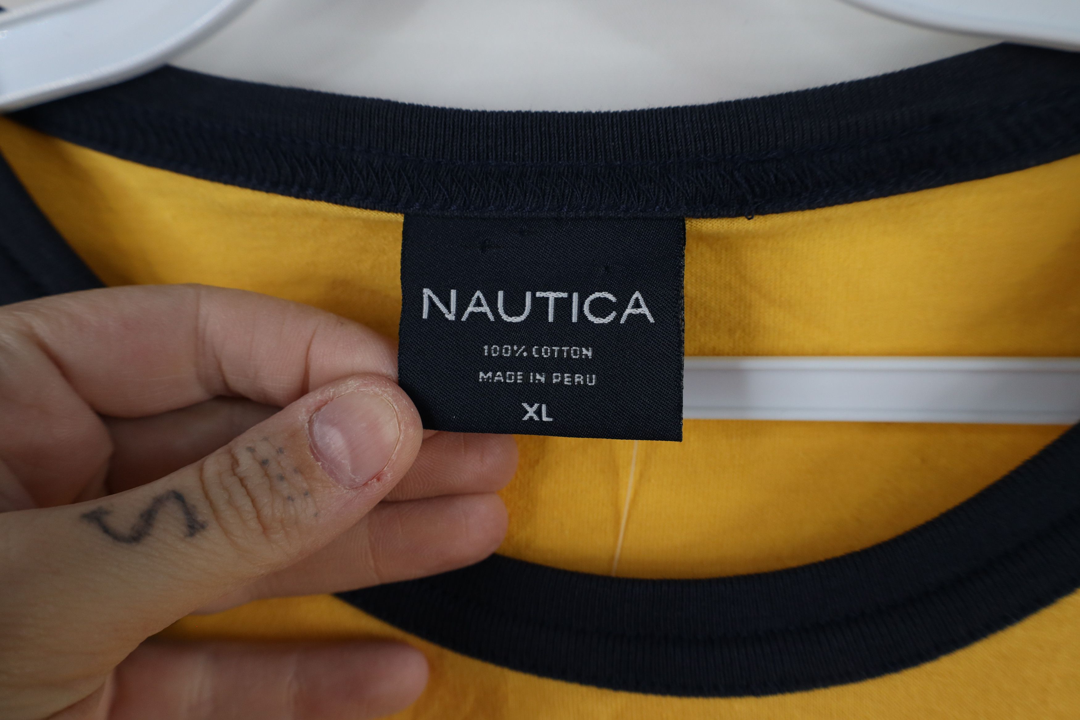 Nautica × Vintage Deadstock Vintage 90s Nautica Club Ringer T-Shirt Yellow Size US XL / EU 56 / 4 - 7 Thumbnail