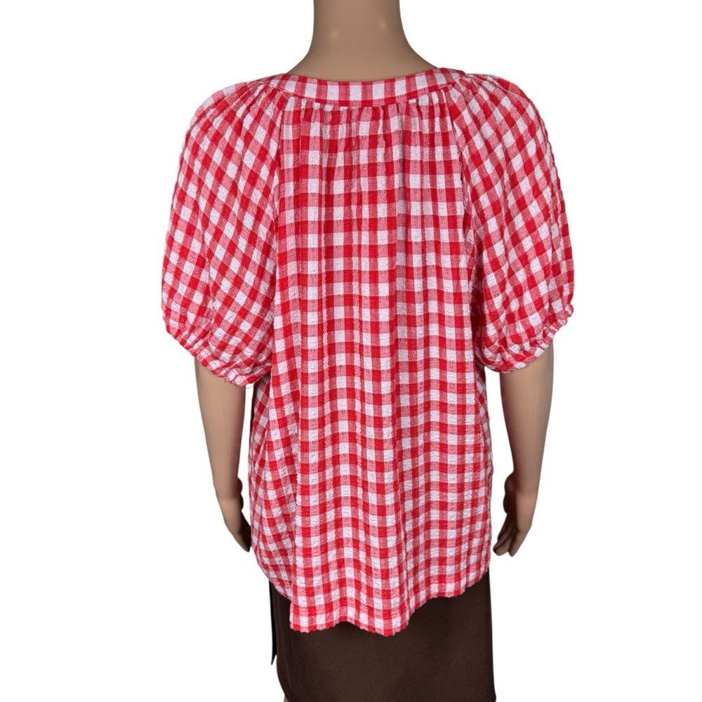 Other NWT New Jane and Delancey Textured Rayon Red Plaid Short Sl Size M / US 6-8 / IT 42-44 - 4 Thumbnail