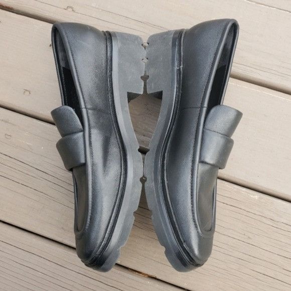 Vince Vince Robin Black Smooth Leather Chunky Heel Lug Sole Loafer Size US 9.5 / IT 39.5 - 4 Thumbnail