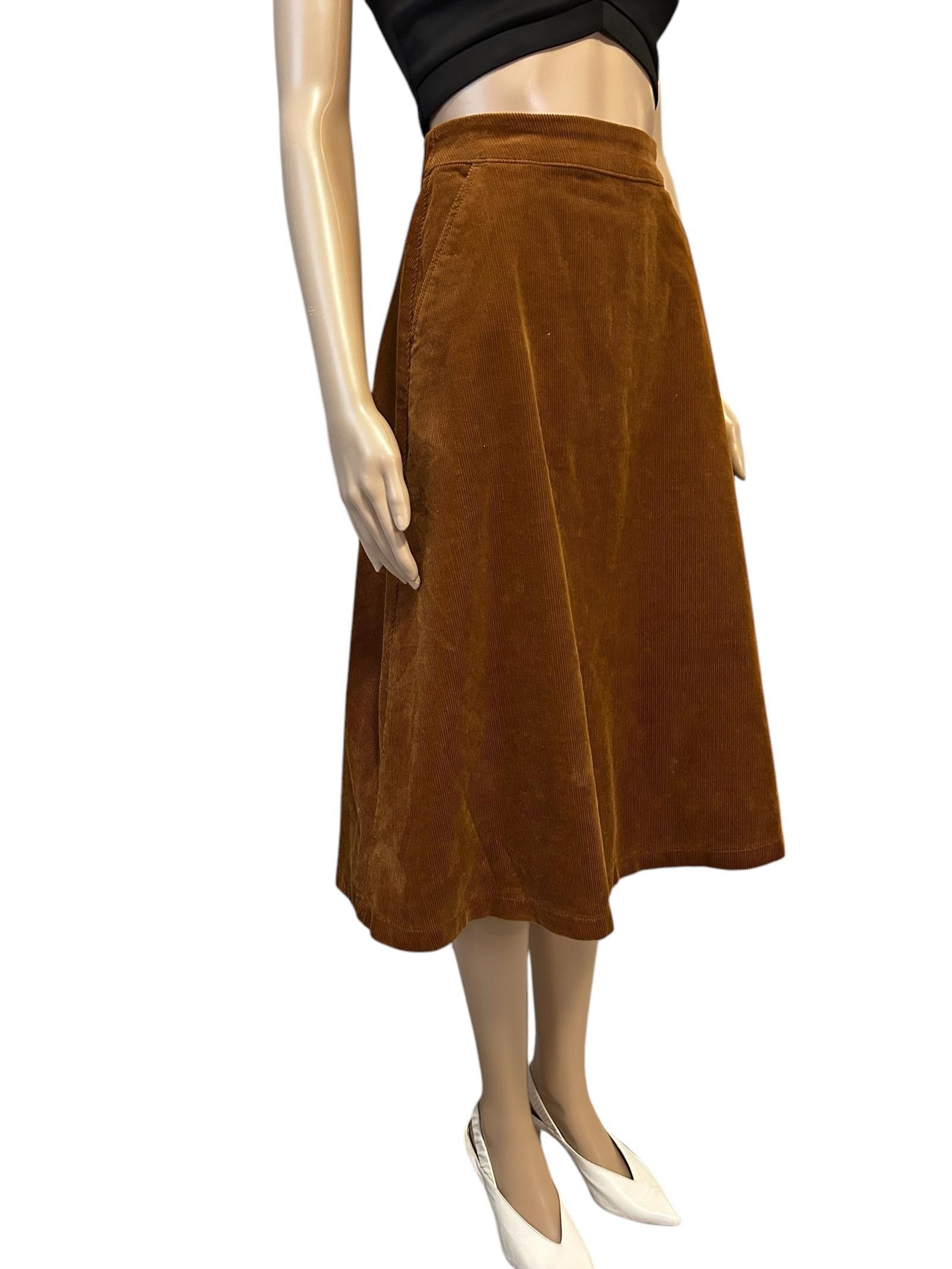 Uniqlo Chic Brown Corduroy Midi Skirt Size 28" / US 6 / IT 42 - 3 Thumbnail