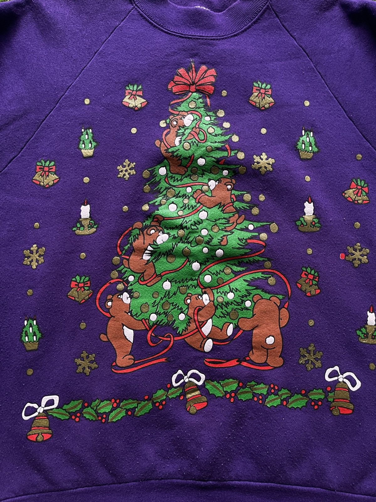 Vintage Vintage 80s Teddy Bear Christmas Tree Crewneck Made In USA Size M / US 6-8 / IT 42-44 - 2 Thumbnail