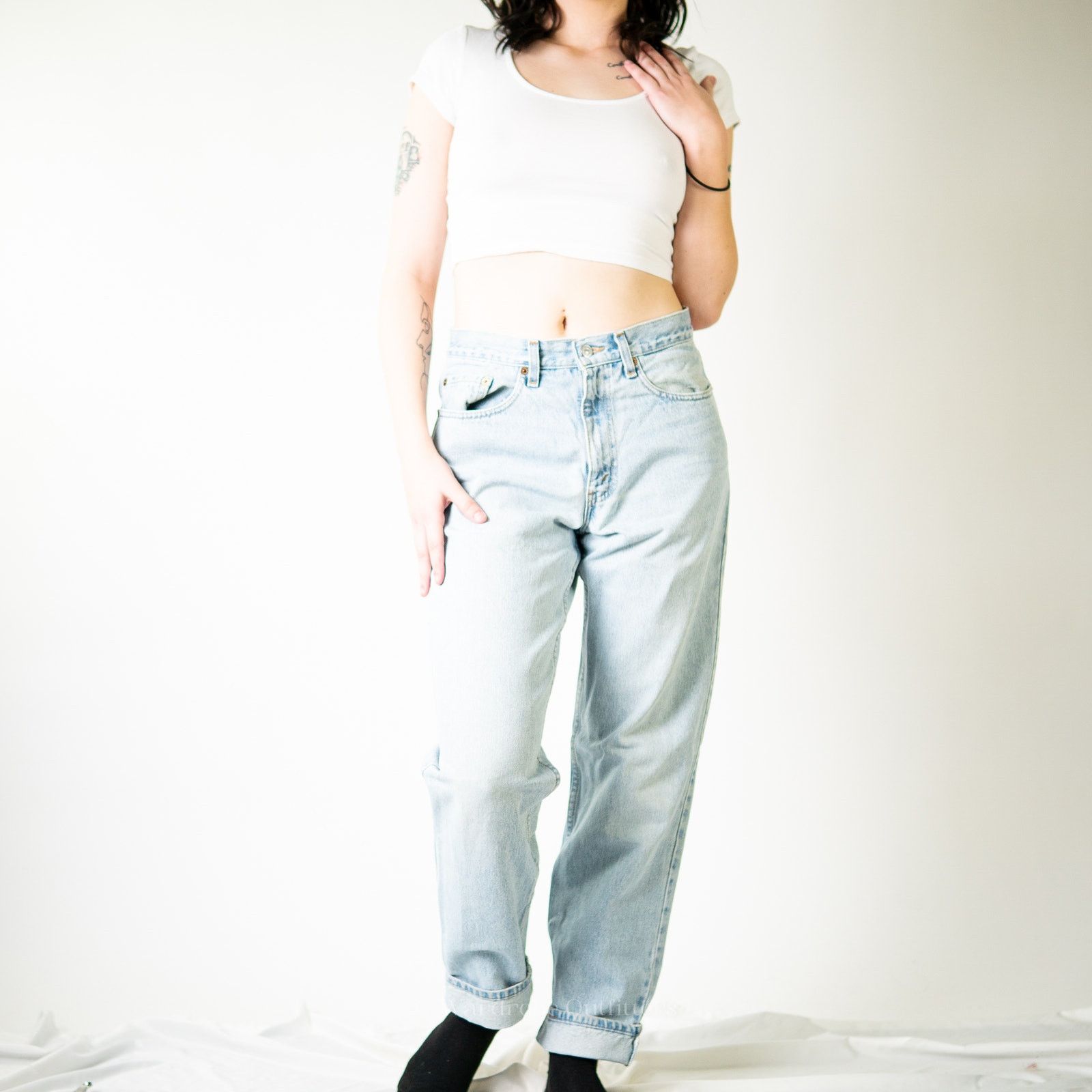 Levi's True Vintage 90s Levi 550s Distressed Stonewash Denim Jeans Size 32" / US 10 / IT 46 - 2 Thumbnail