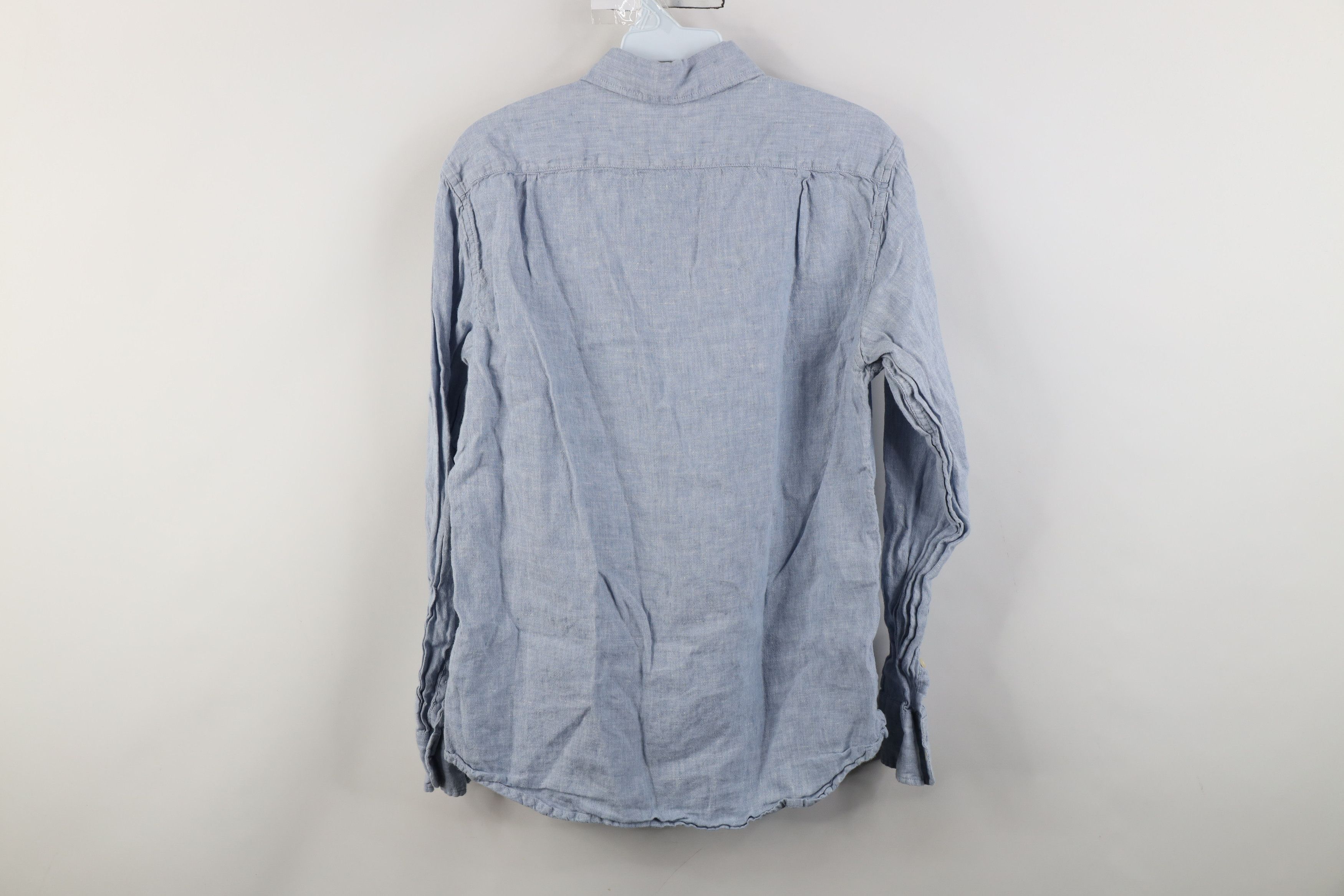 J.Crew J Crew Fit Linen Blend Knit Collared Button Down Shirt Blue Size US S / EU 44-46 / 1 - 9 Thumbnail