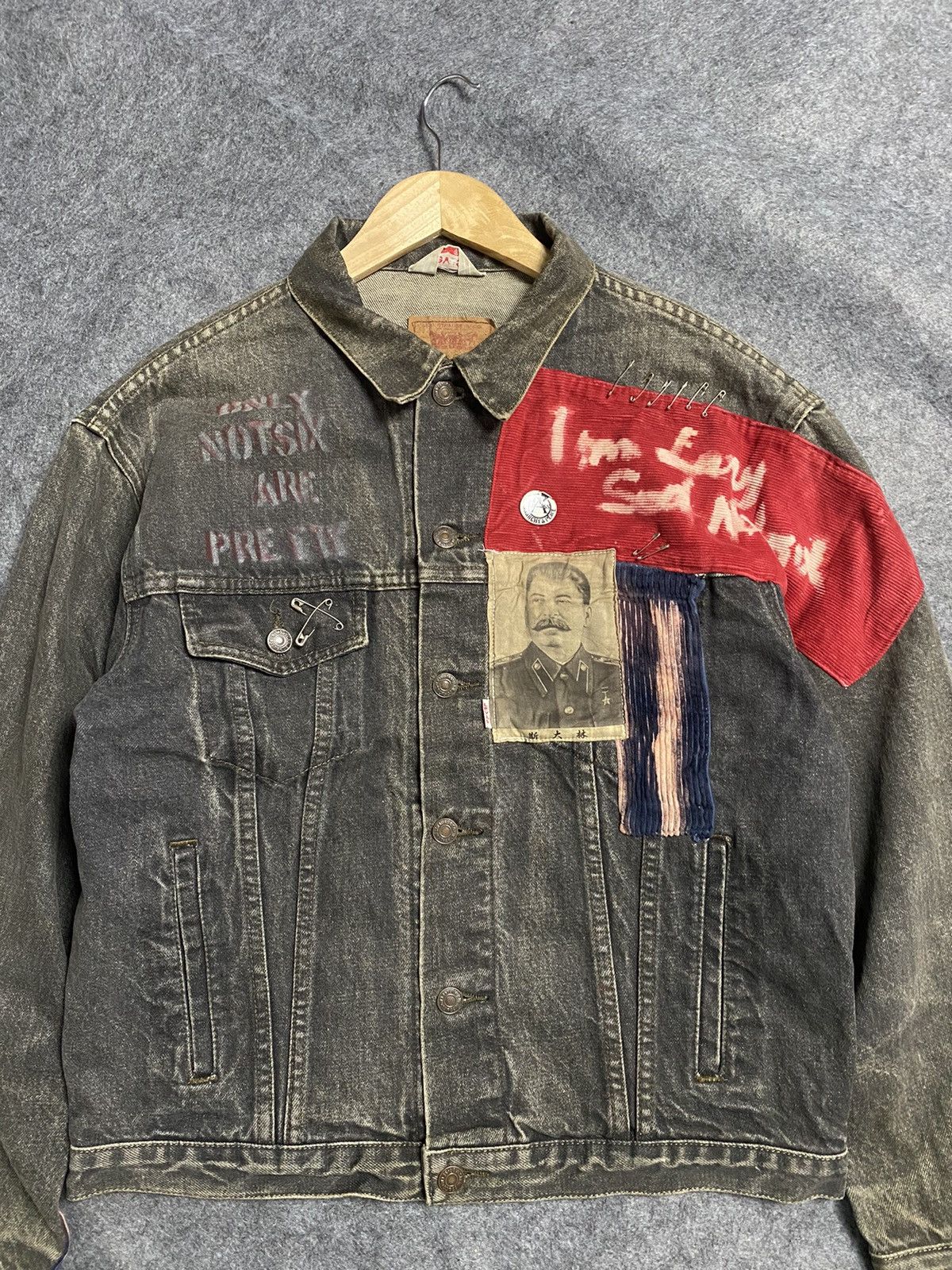 Levi's Vintage Clothing Trash Faded Levi’s Denim Custom Punk Jacket Size US M / EU 48-50 / 2 - 3 Thumbnail