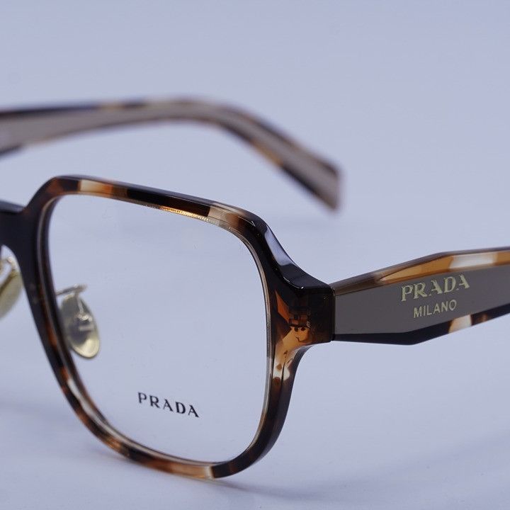 Prada Prada PRB07VD 07R1O1 Eyeglasses Havana Caramel 56mm Square Size ONE SIZE - 3 Thumbnail