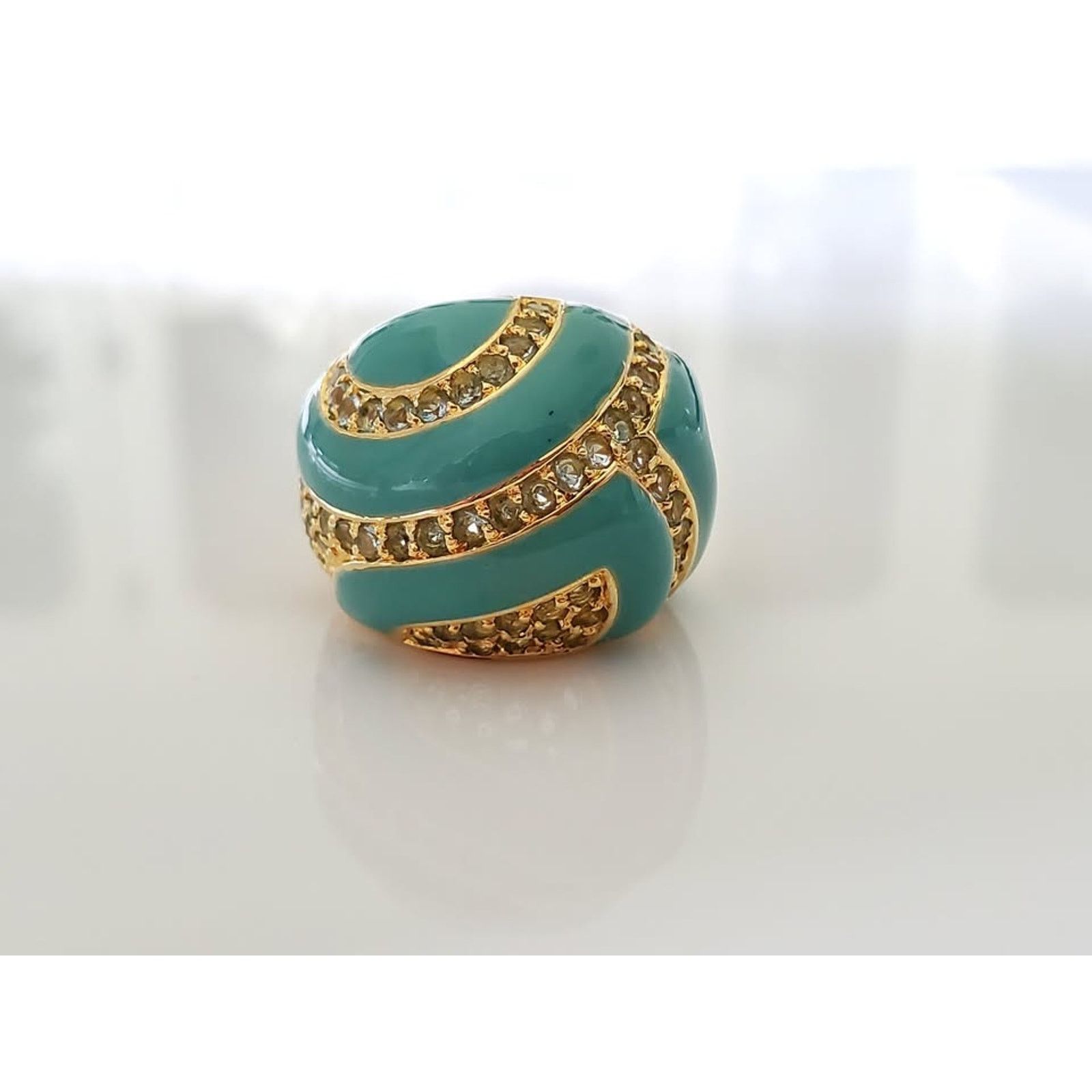 Other Faux Turquoise and Zircon Sterling Silver Ring Size ONE SIZE - 1 Thumbnail
