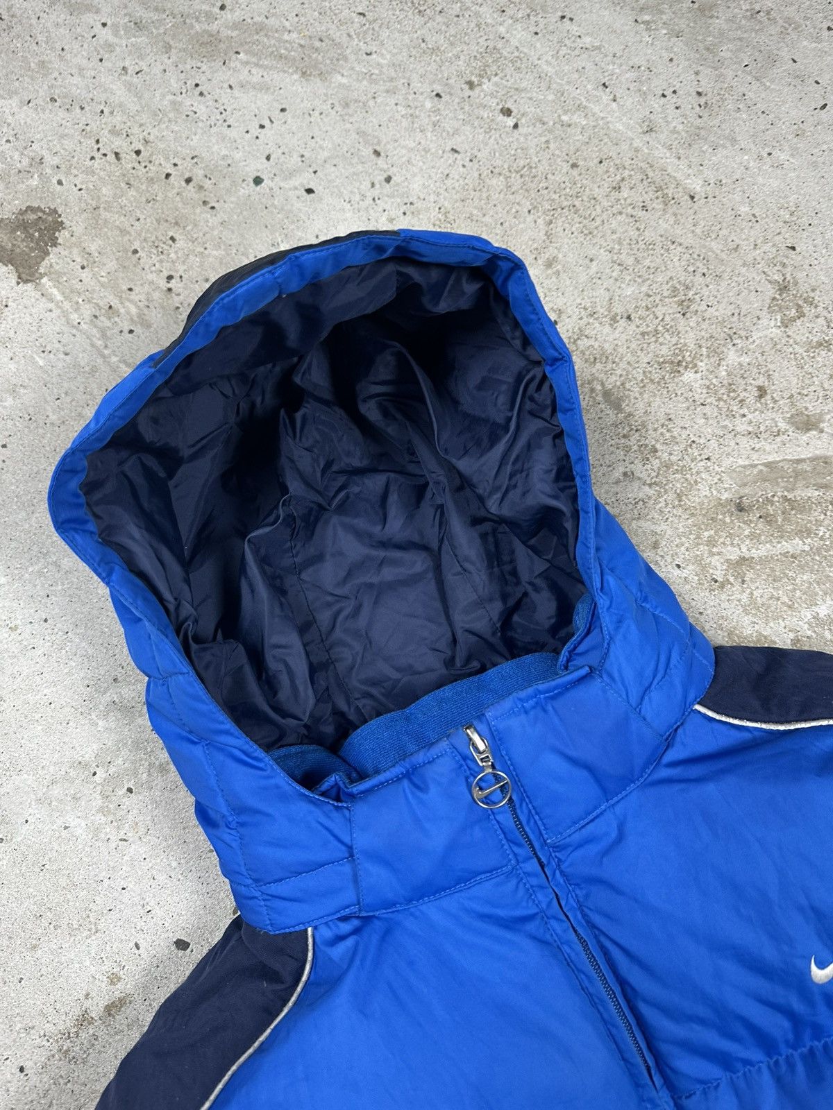 Nike × Vintage Vintage Y2K Nike Blue Down Puffer Hooded Jacket Swoosh Big Size US S / EU 44-46 / 1 - 7 Thumbnail