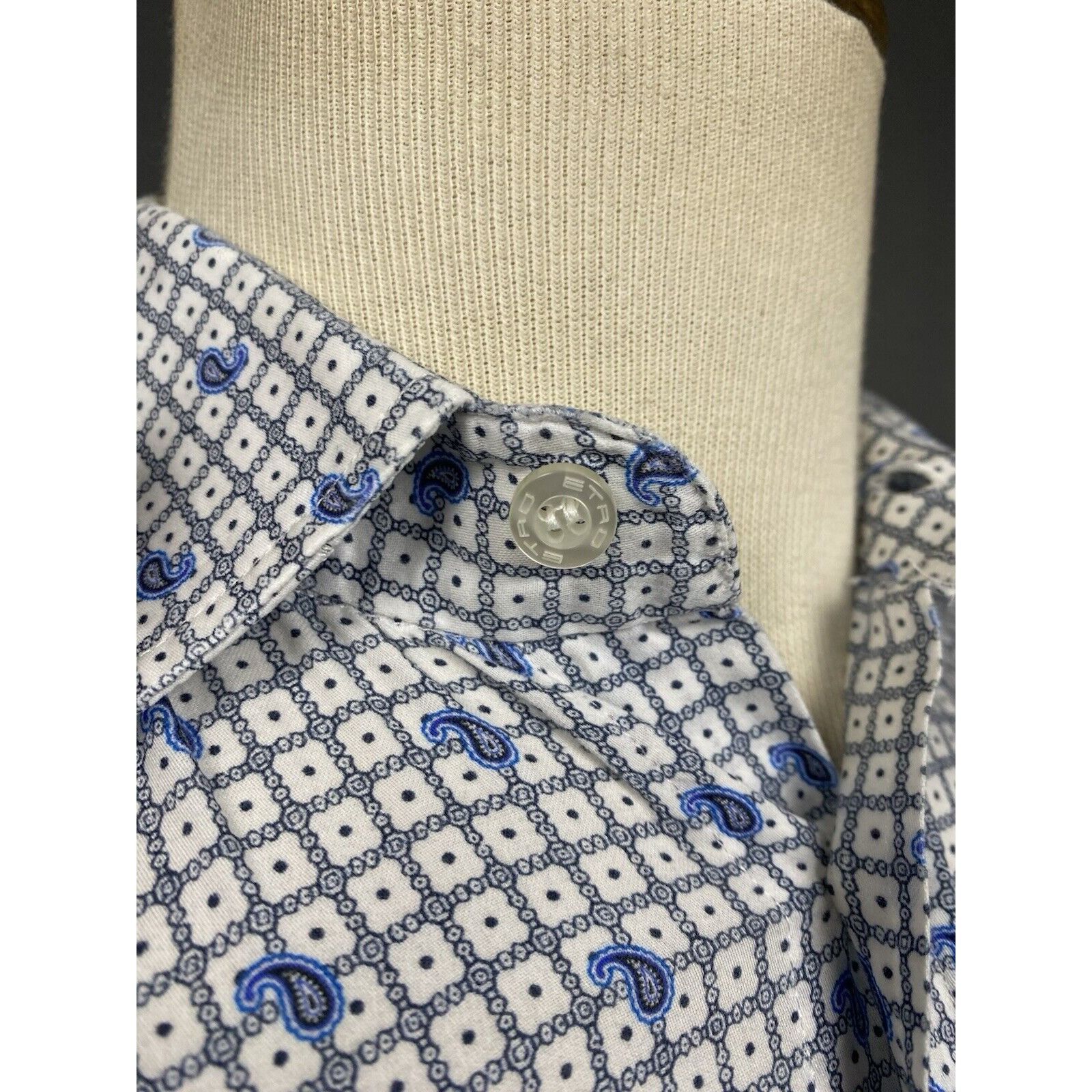 Etro Etro Paisley Men's White Blue Longsleeve Checked Shirt Size Size US S / EU 44-46 / 1 - 8 Thumbnail