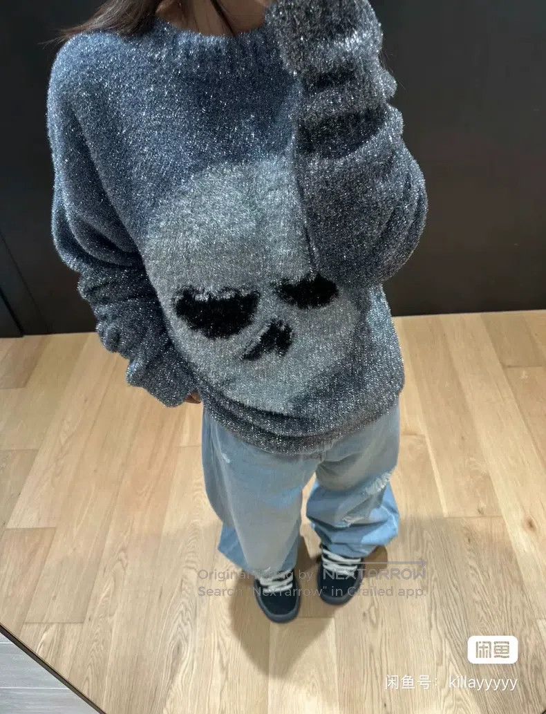 ERL ERL Silver Glitter Skull Print Glitter Skeleton Gradient R Size US L / EU 52-54 / 3 - 9 Thumbnail