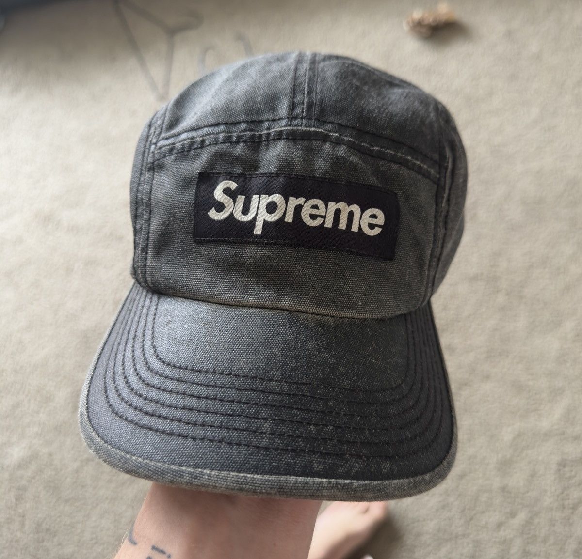 Supreme Supreme Coated Denim Camp Cap Box Logo Size ONE SIZE - 1 Thumbnail