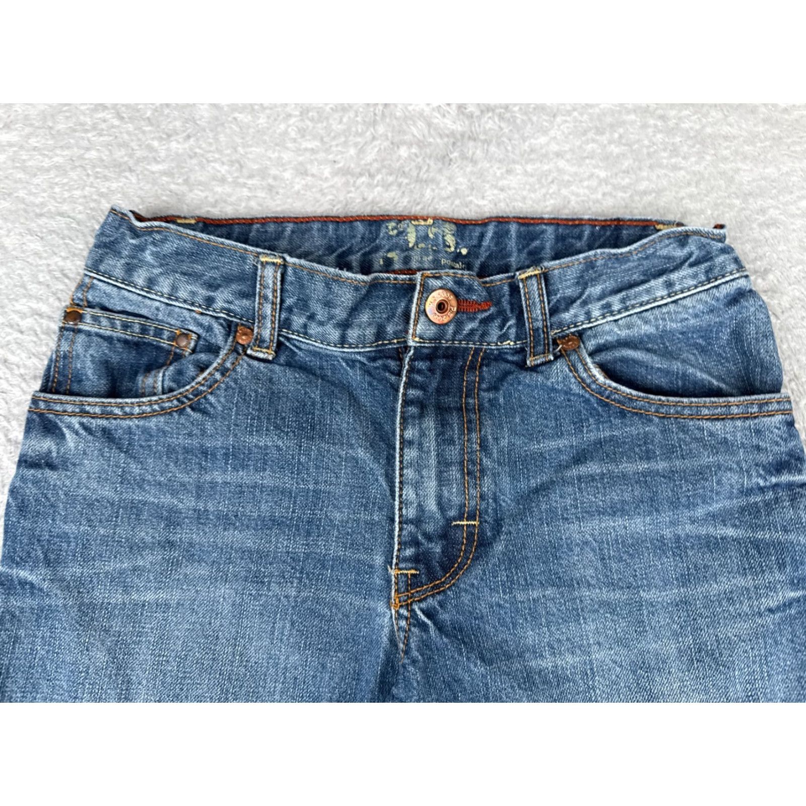 Vintage Aéropostale Jeans Womens Bootcut Denim 24x24 Blue 100% Cotton Low Rise 24in Inseam Distressed Elastic Waist Stretch Slim Regular Mens Womens Size 42" / US 20 - 4 Thumbnail