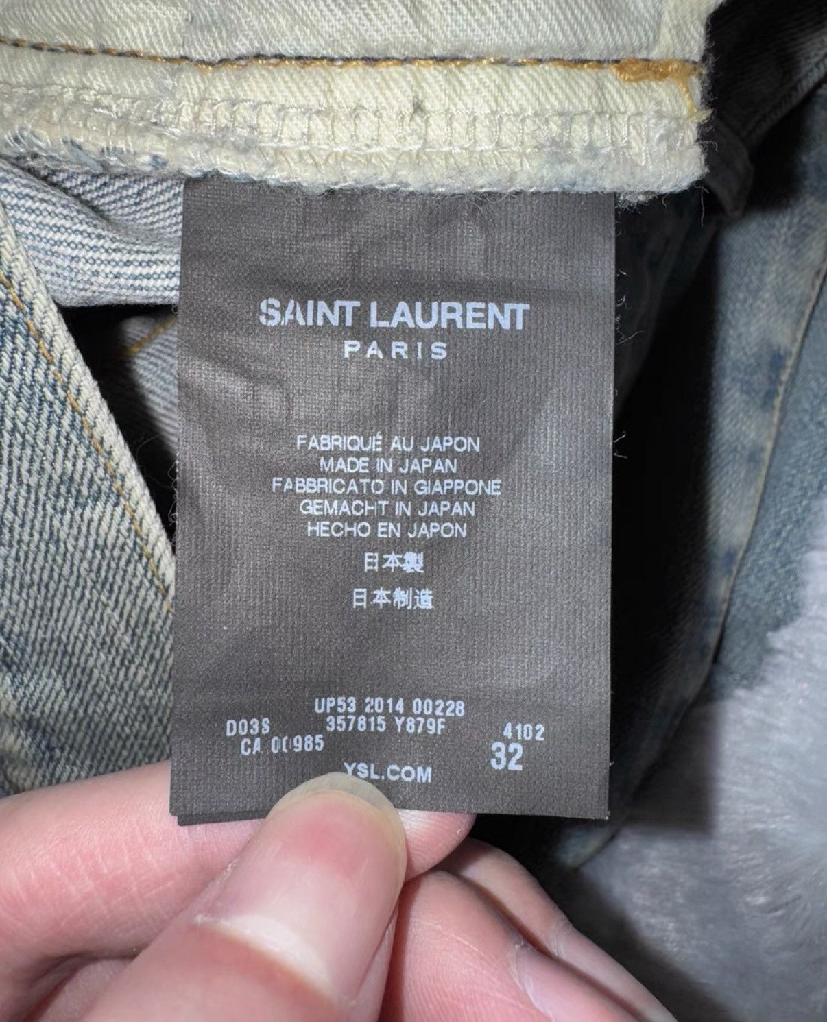 Saint Laurent Paris SLP 14SS Distressed"Cat Paw"Heavy Destroyed Blue Denim Jeans Size US 32 / EU 48 - 7 Thumbnail