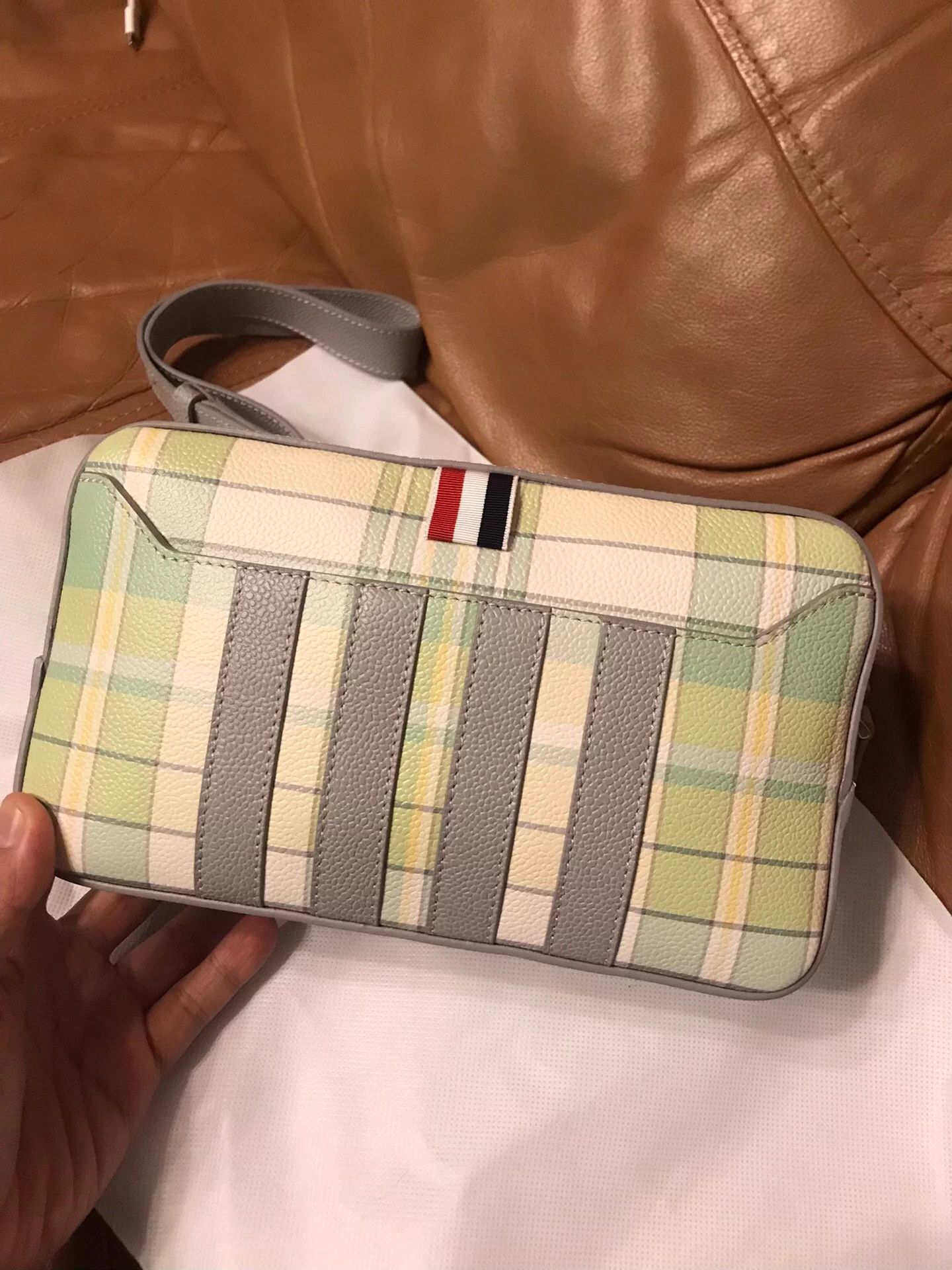Thom Browne Thom Browne All Leather Gingham 4-Bar Crossbody Bag Size ONE SIZE - 5 Thumbnail