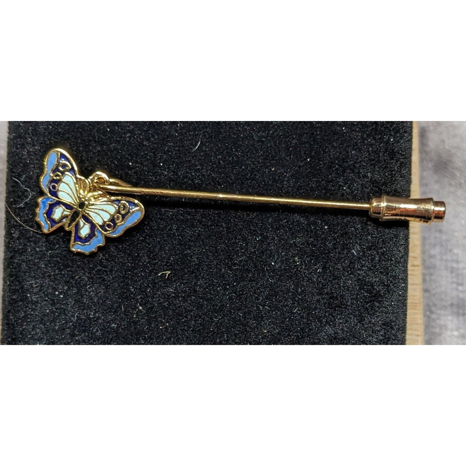 Other Vintage Fairycore Blue Cloissone Buttery Charm Stick Pin Size ONE SIZE - 3 Thumbnail