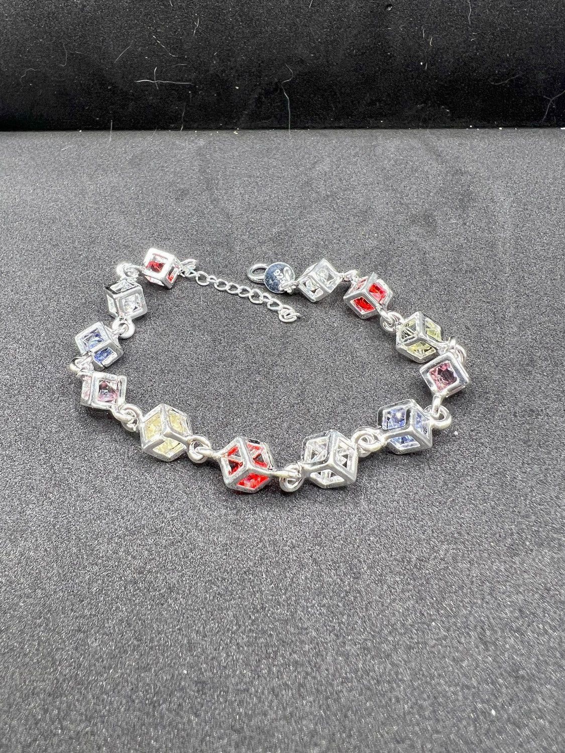 Jewelry Colorful Crystal Beads 925 Silver Chain Bracelet Size ONE SIZE - 3 Thumbnail