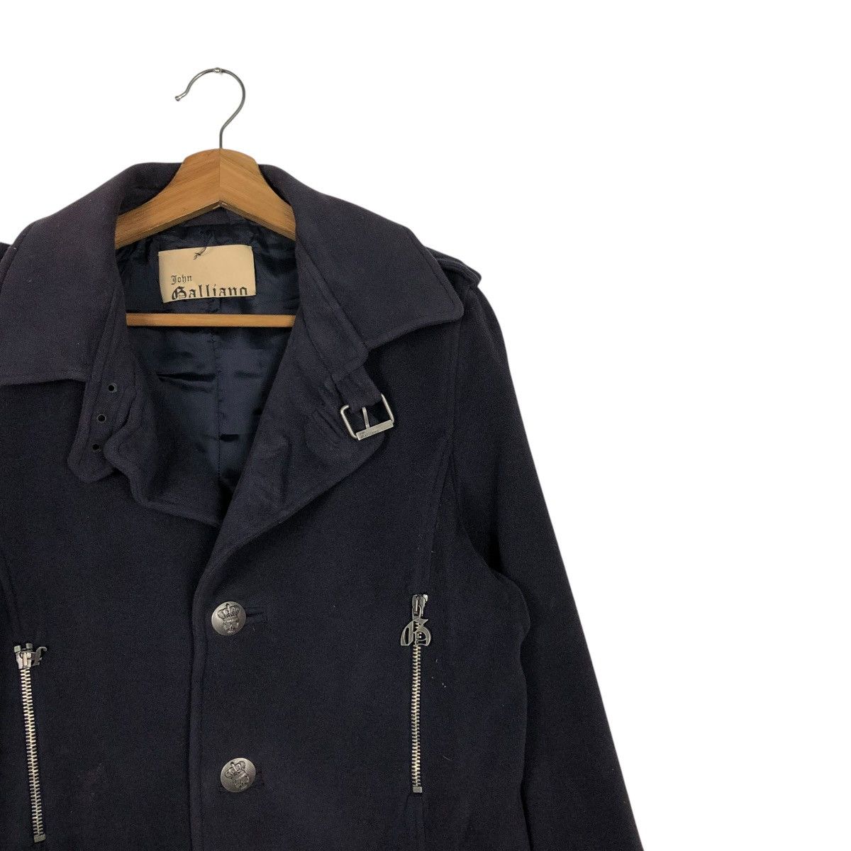 John Galliano 🔥BIKER JACKET DOUBLE COLLAR JOHN GALLIANO BIG LOGO BACK HIT Size US S / EU 44-46 / 1 - 8 Thumbnail