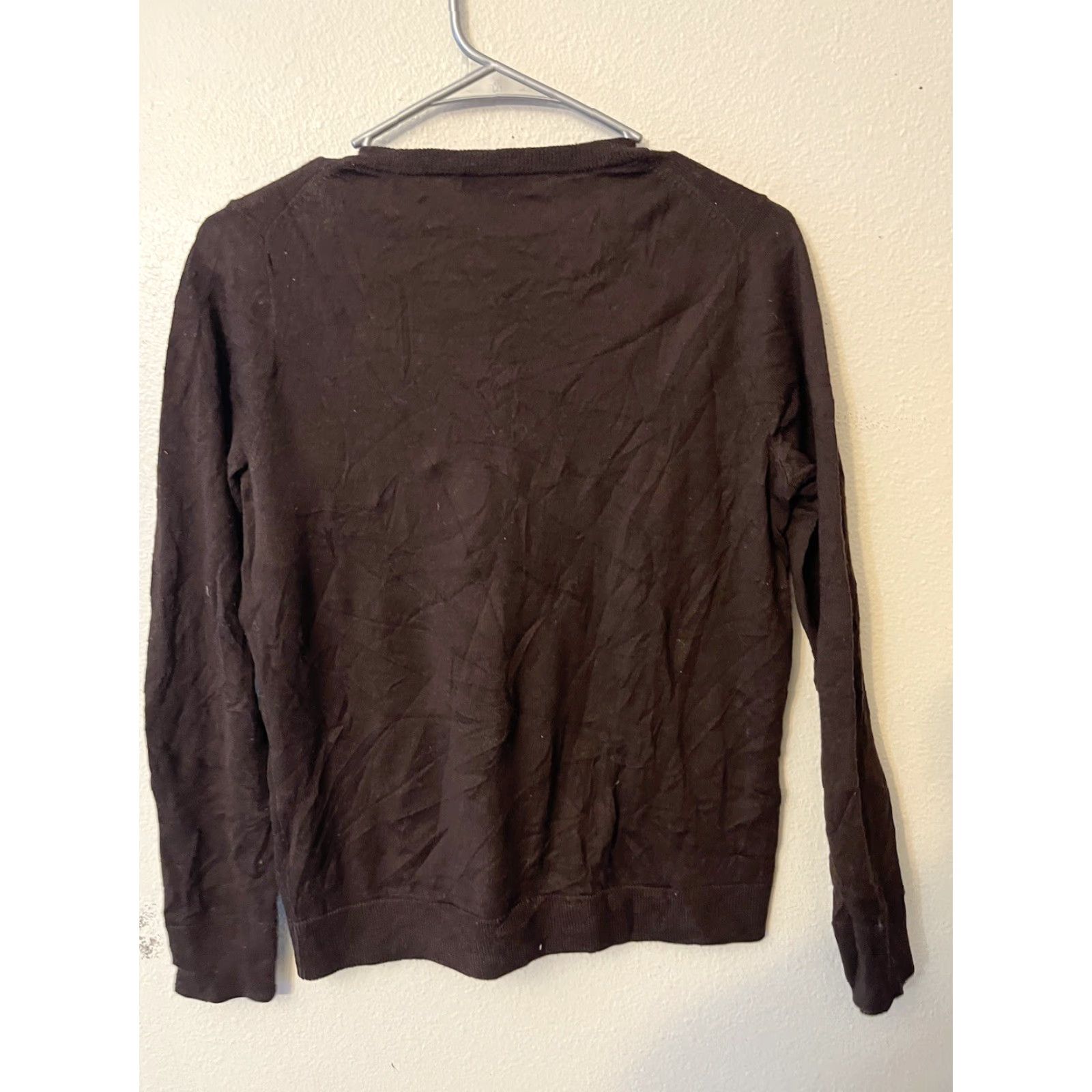 J.Crew J.CREW Merino Wool Asymmetrical Zip Sweater, Brown, S, Women, Wool, V-Neck, 100% Wool, B1264, Size S Size S / US 4 / IT 40 - 3 Thumbnail