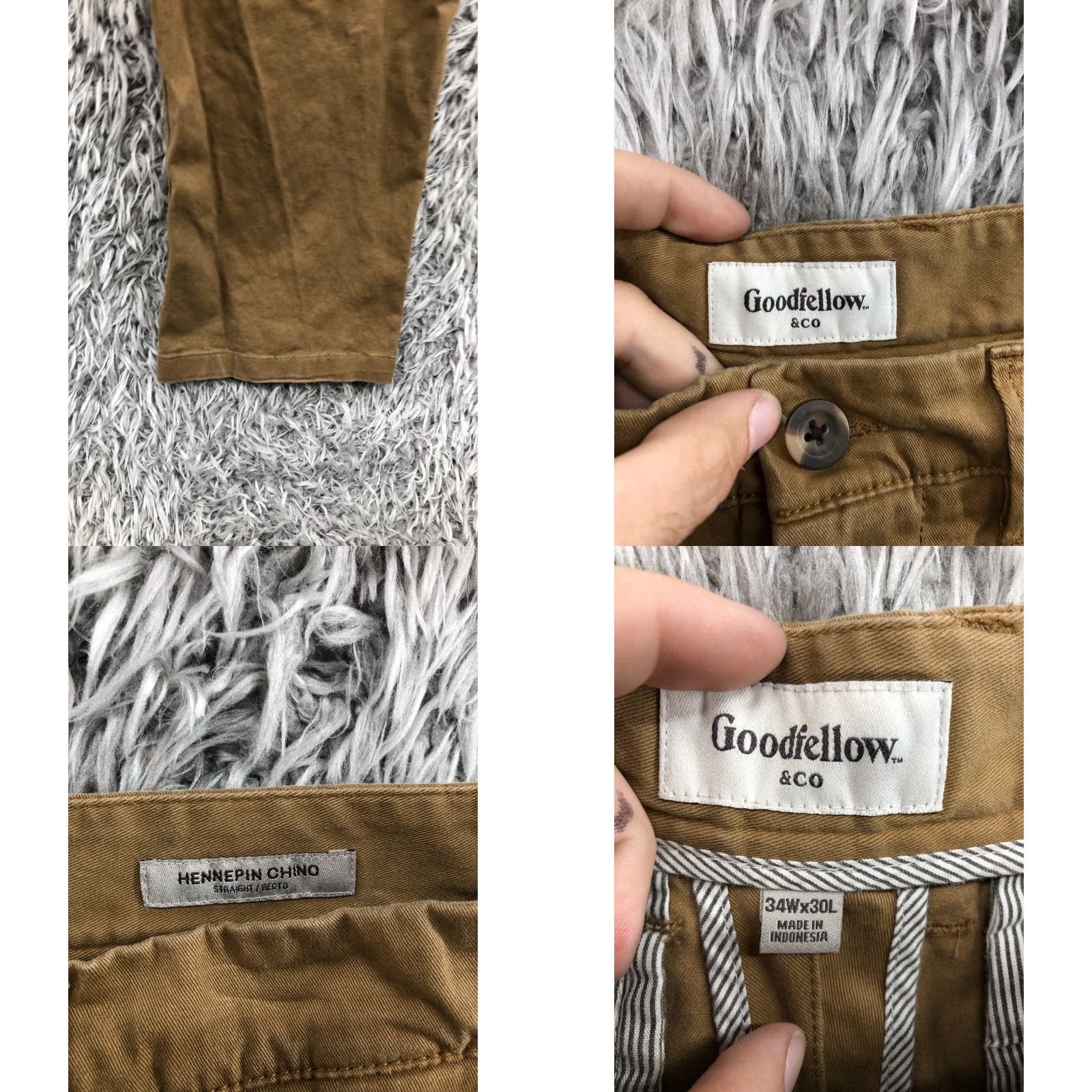 Weatherproof Goodfellow Hennepin Chino Pants Mens 34x28 Beige Medium Wash Chino Pockets Logo 5-Pocket Straight Leg Casual Travel Summer Fall Spring Winter Size US 34 / EU 50 - 8 Thumbnail