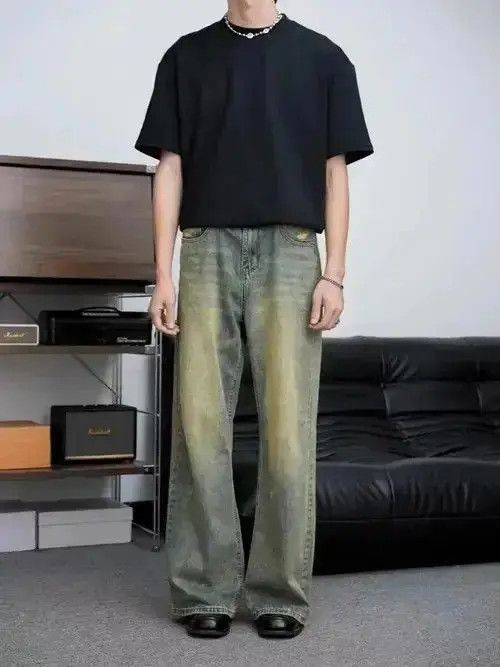 Japanese Brand Washed vintage blue baggy slightly flared jeans Size US 32 / EU 48 - 2 Thumbnail