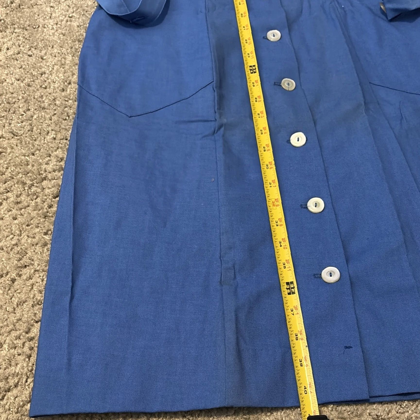 Vintage VTG Fashion Seal Uniforms Blue Button Front Short Sleeve Shirt Dress Women 16 Midi Blue Shirt Dress Regular Size Size XXL / US 16-18 / IT 52-54 - 6 Thumbnail