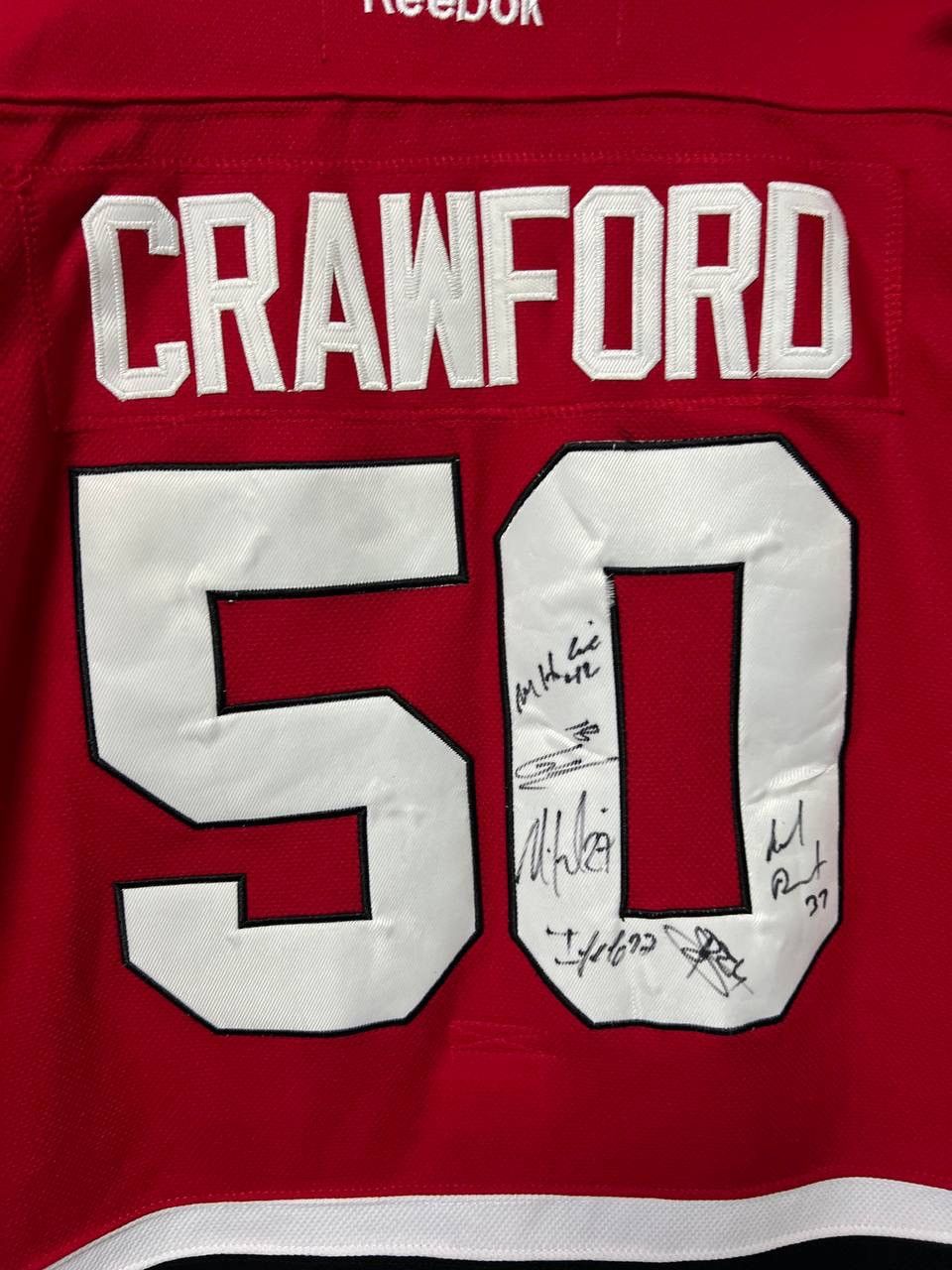 Reebok Chicago Blackhawks #50 Crawford Ice Hockey Jersey Kids L/XL Size US XXS / EU 40 - 4 Thumbnail
