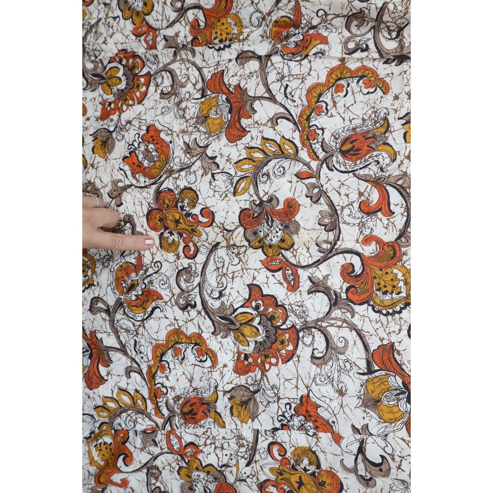 Vintage Vintage 60s 70s Barkcloth Bark Cloth Paisley Flower Skirt Size 25" / US 0 / IT 36 - 11 Thumbnail