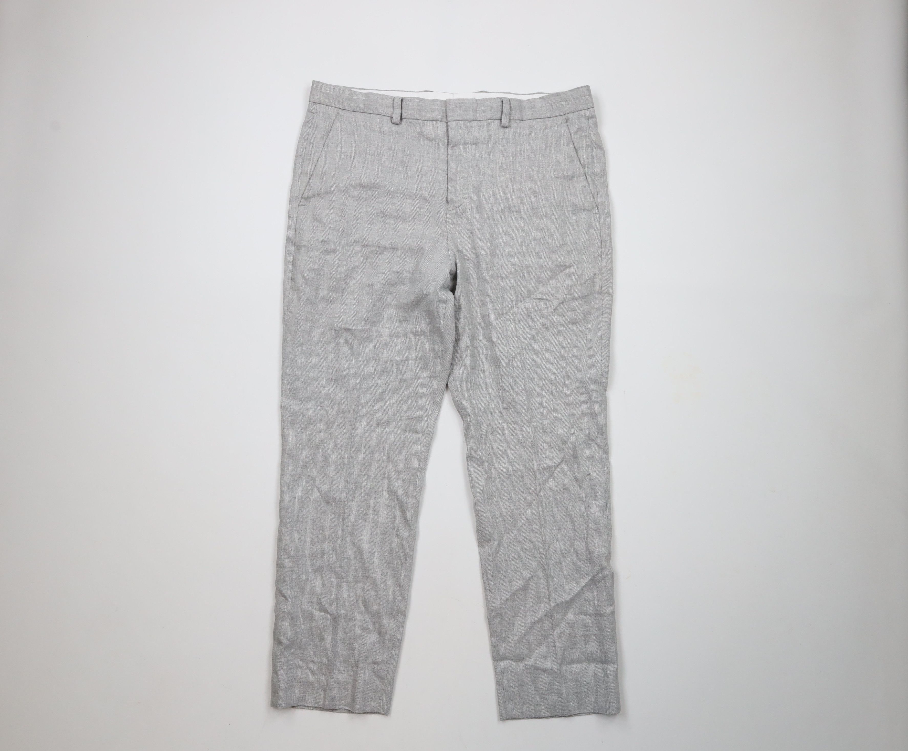 Express × Vintage Express Linen Blend Chinos Chino Pants Trousers Gray Size US 33 - 1 Thumbnail