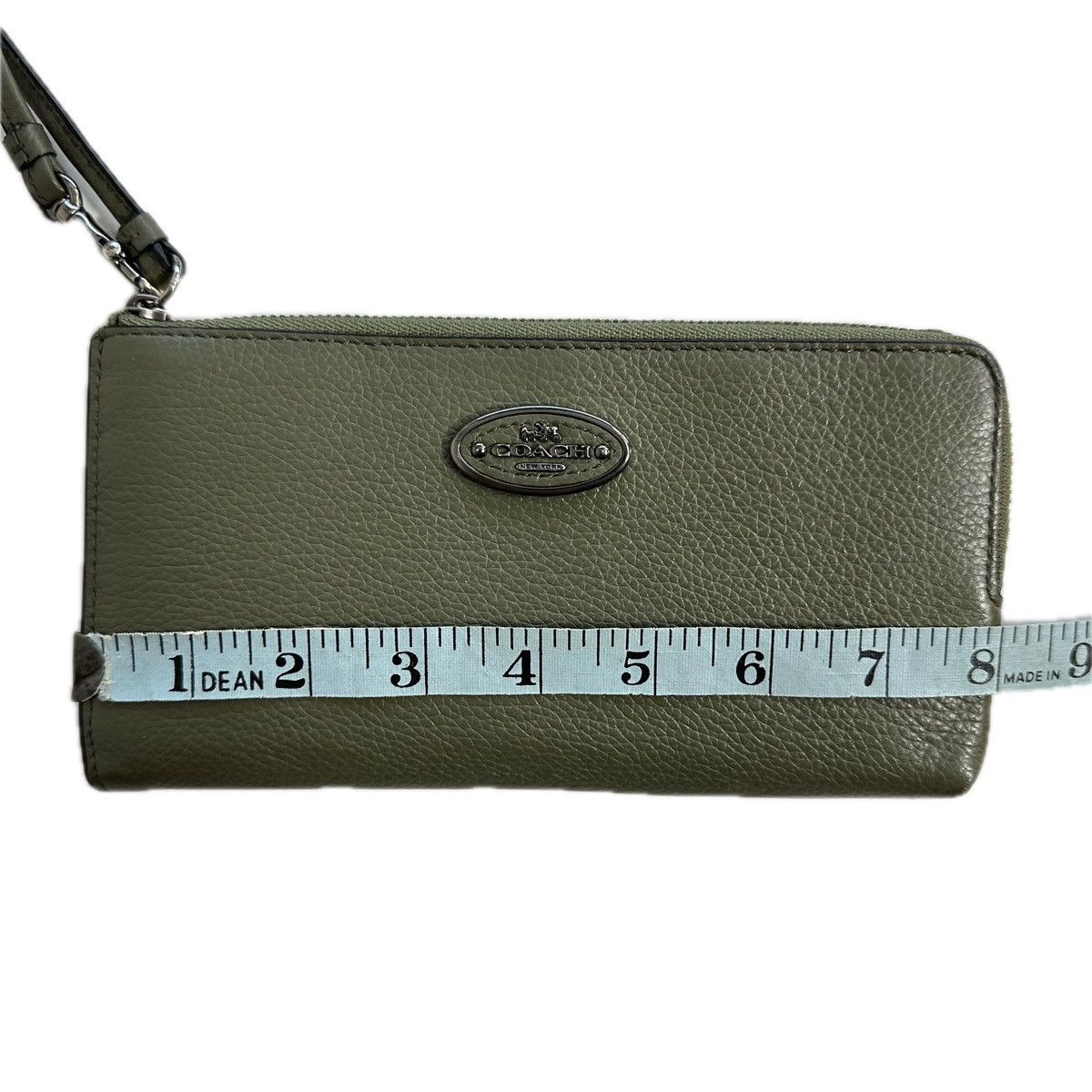 Coach Coach Olive Green Pebbled Leather Corner Zip Wristlet Wallet Size ONE SIZE - 10 Thumbnail
